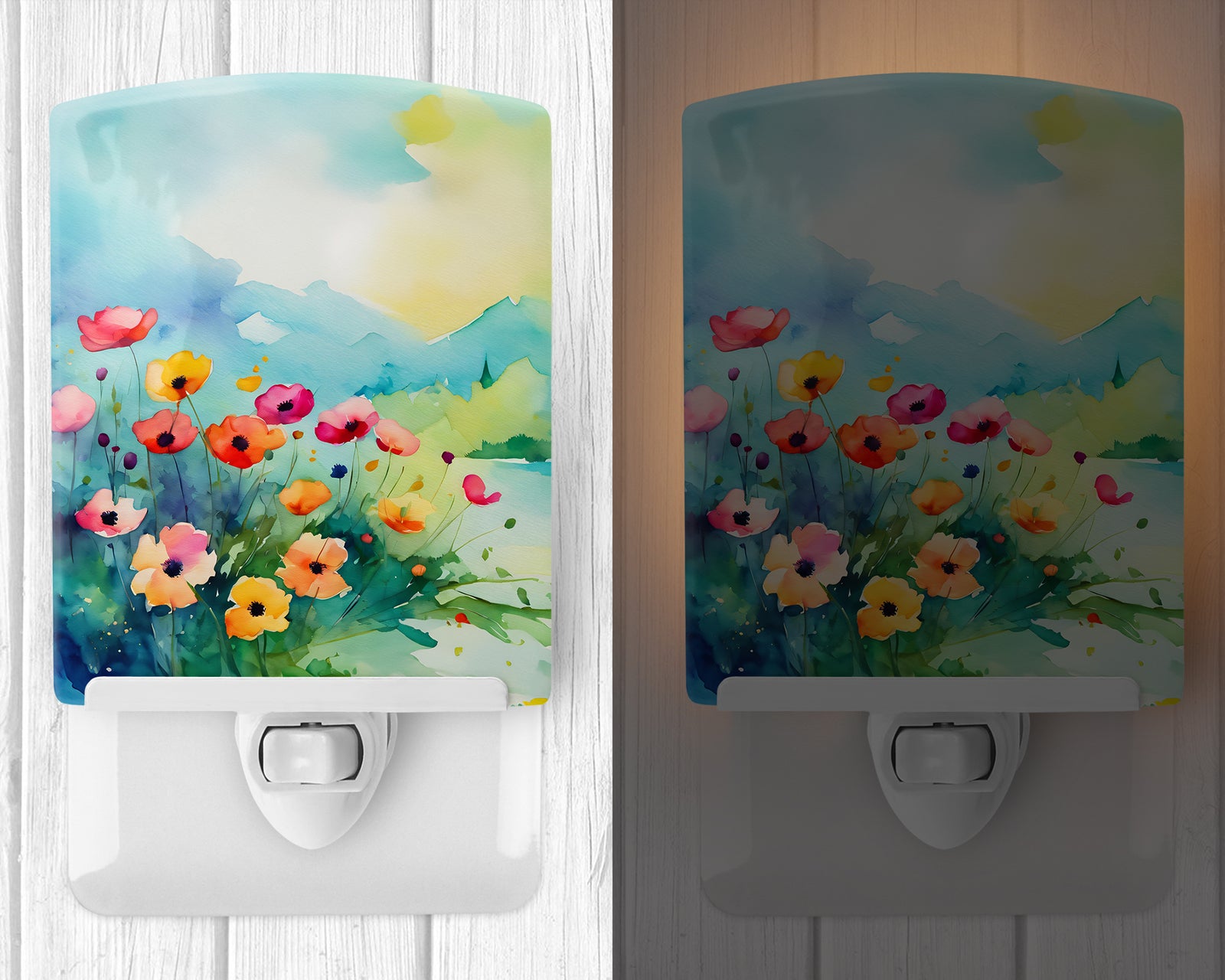 Caroline's Treasures Anemones in Watercolor Ceramic Night Light