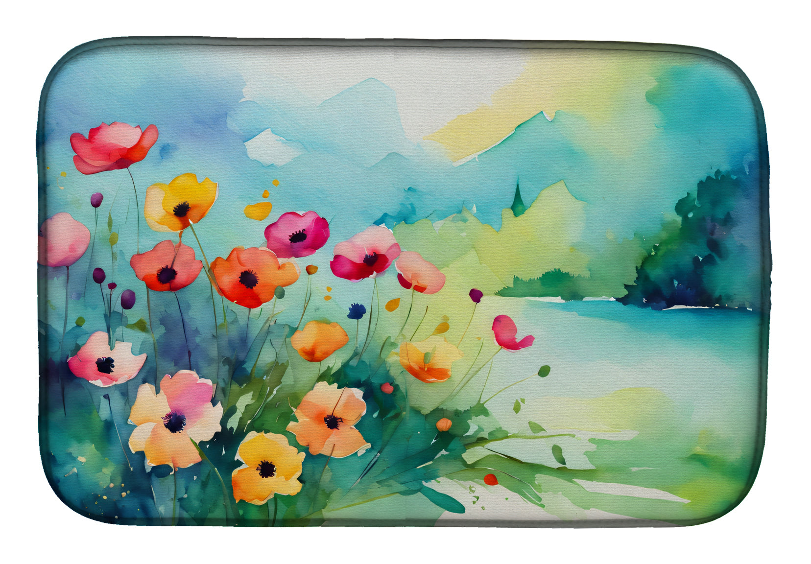 Caroline's Treasures Anemones in Watercolor Dish Drying Mat