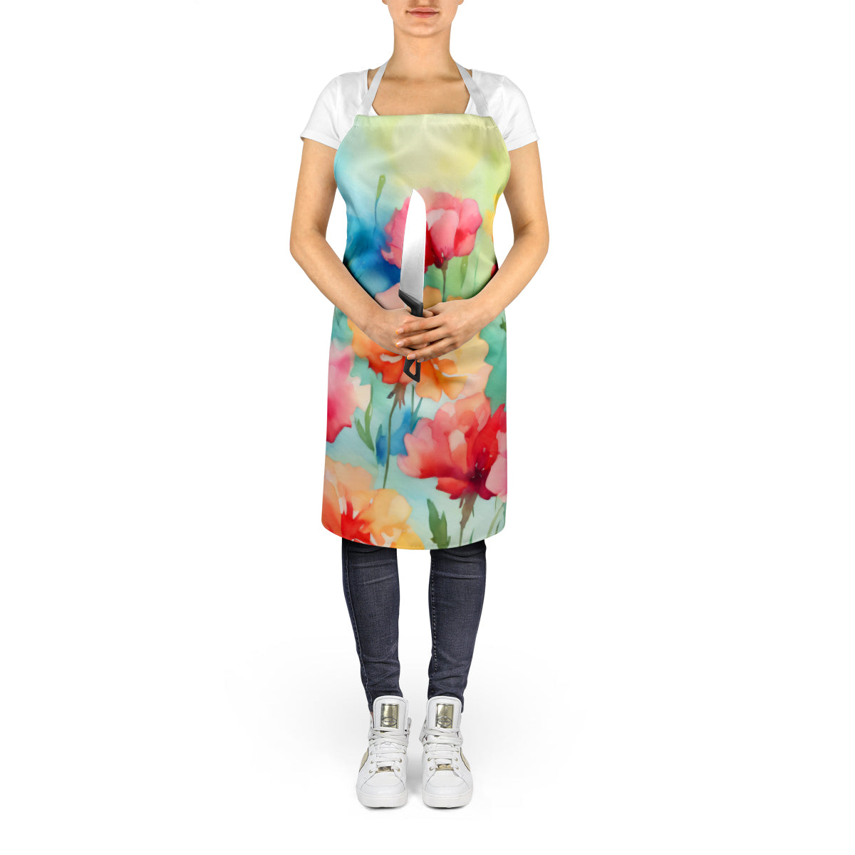 Carnations in Watercolor Apron