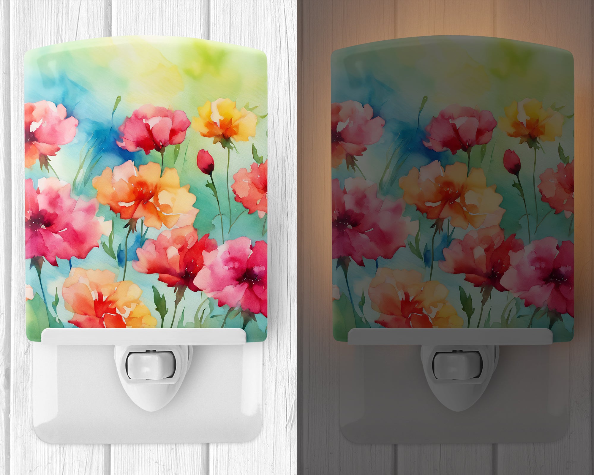 Buy this Carnations in Watercolor Ceramic Night Light