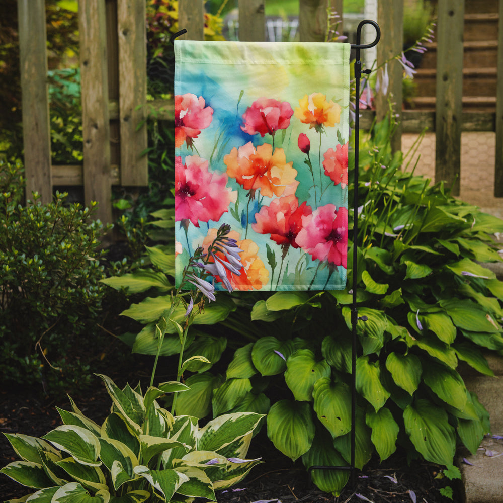 Carnations in Watercolor Garden Flag