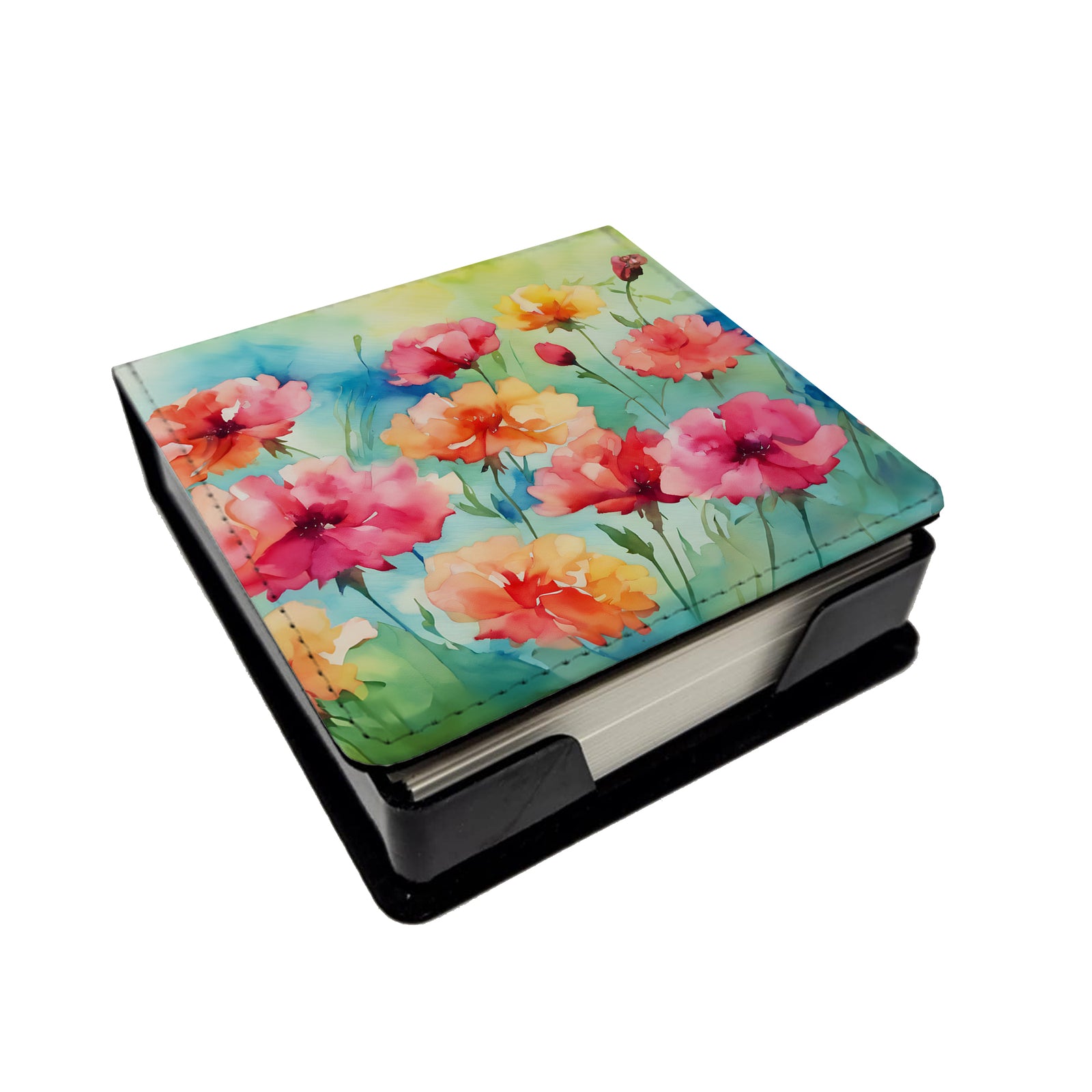 Caroline's Treasures Carnations in Watercolor PU Leather Note Paper Holder