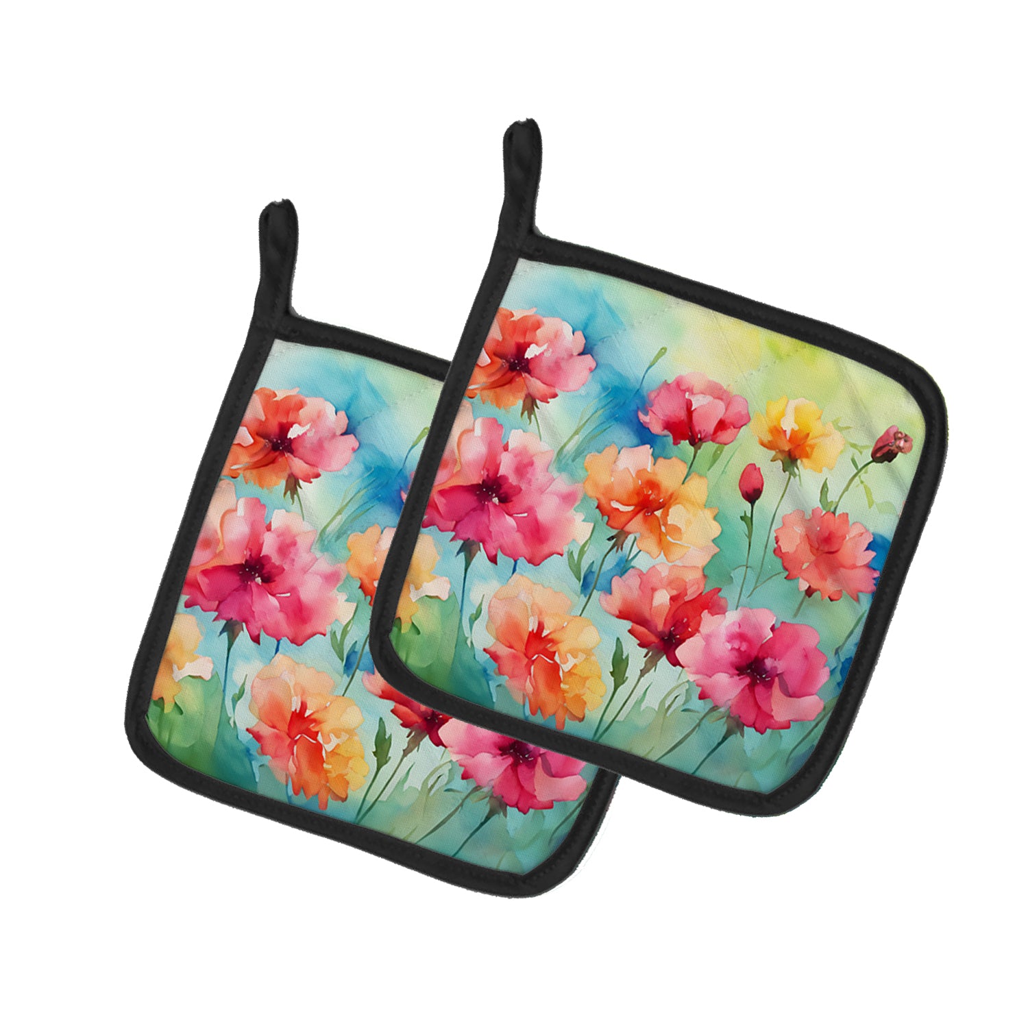 Buy this Carnations in Watercolor Pair of Pot Holders