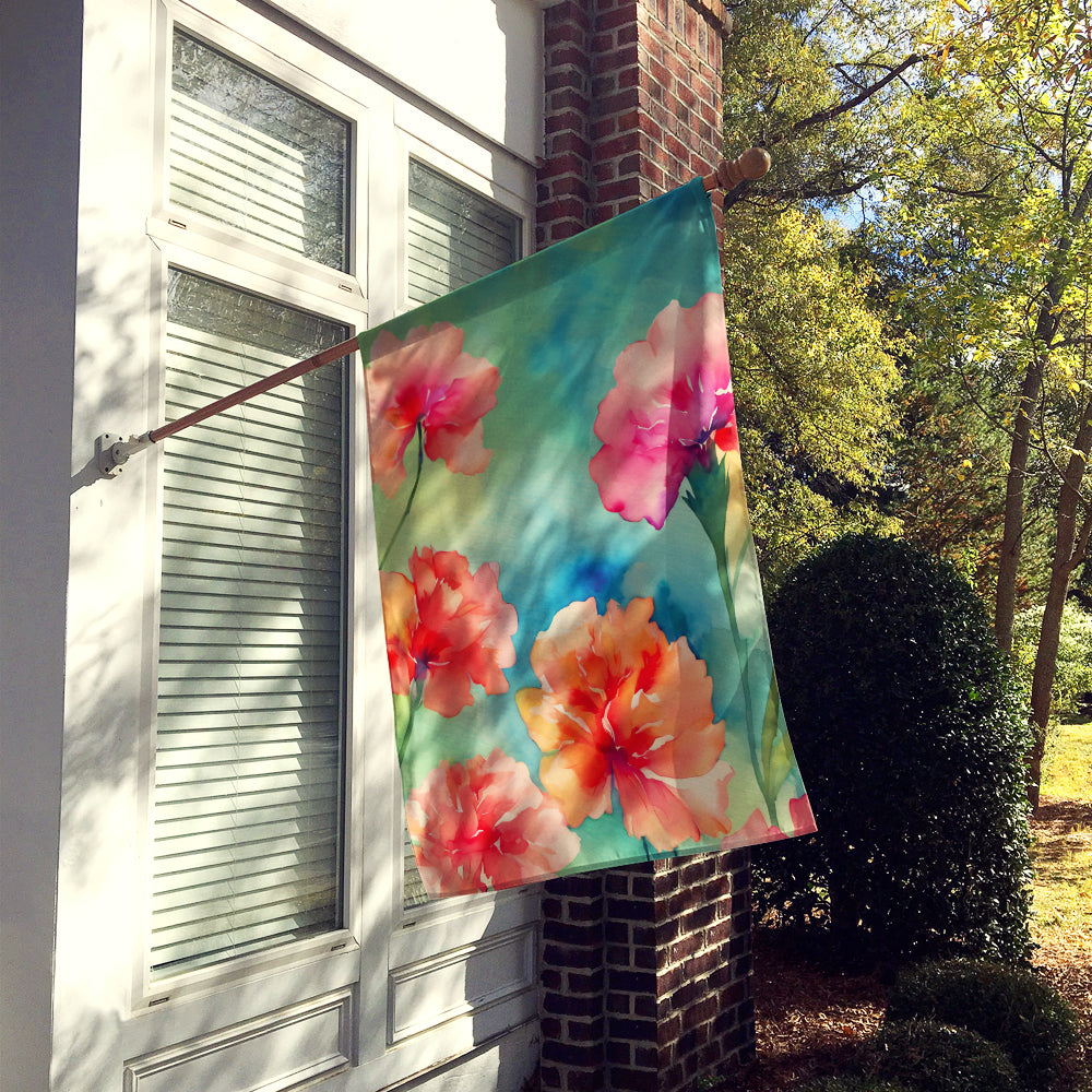 Carnations in Watercolor House Flag