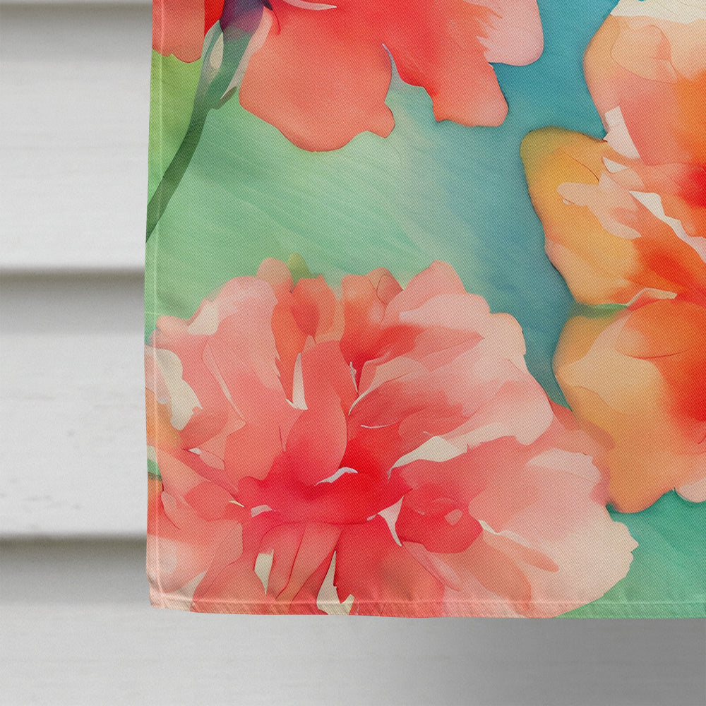 Carnations in Watercolor House Flag