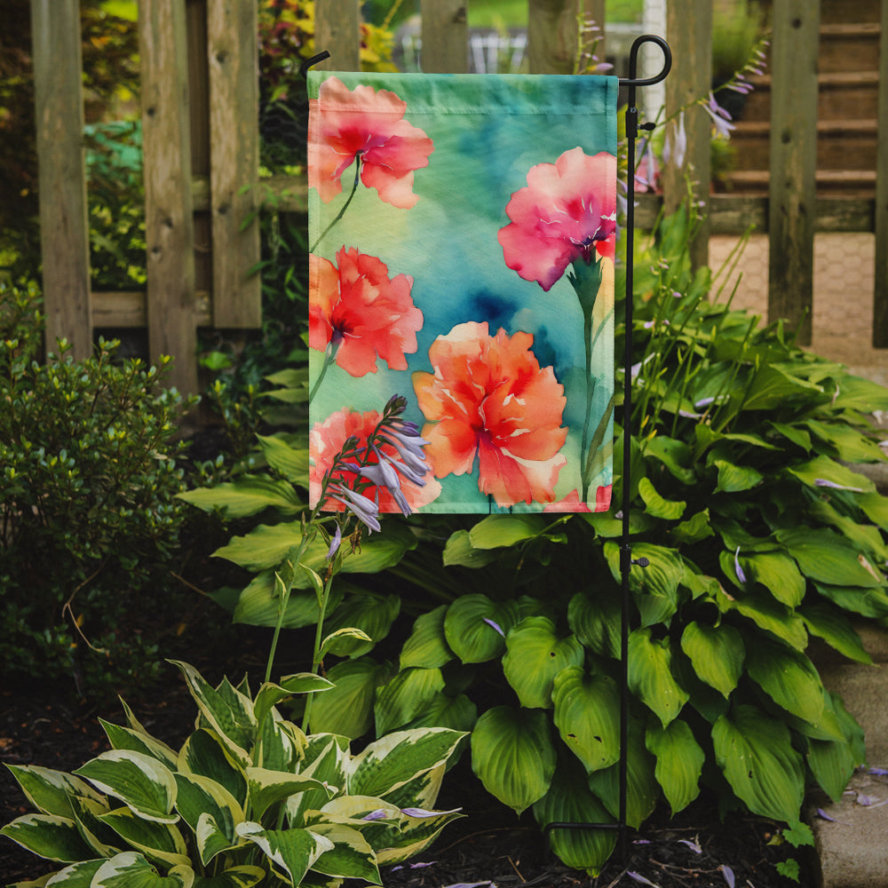 Carnations in Watercolor Garden Flag