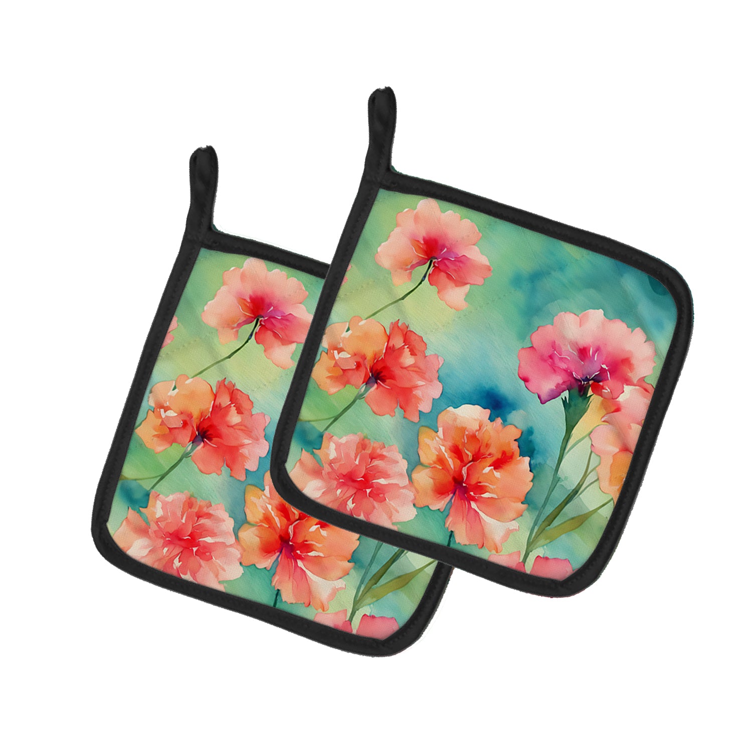 Buy this Carnations in Watercolor Pair of Pot Holders