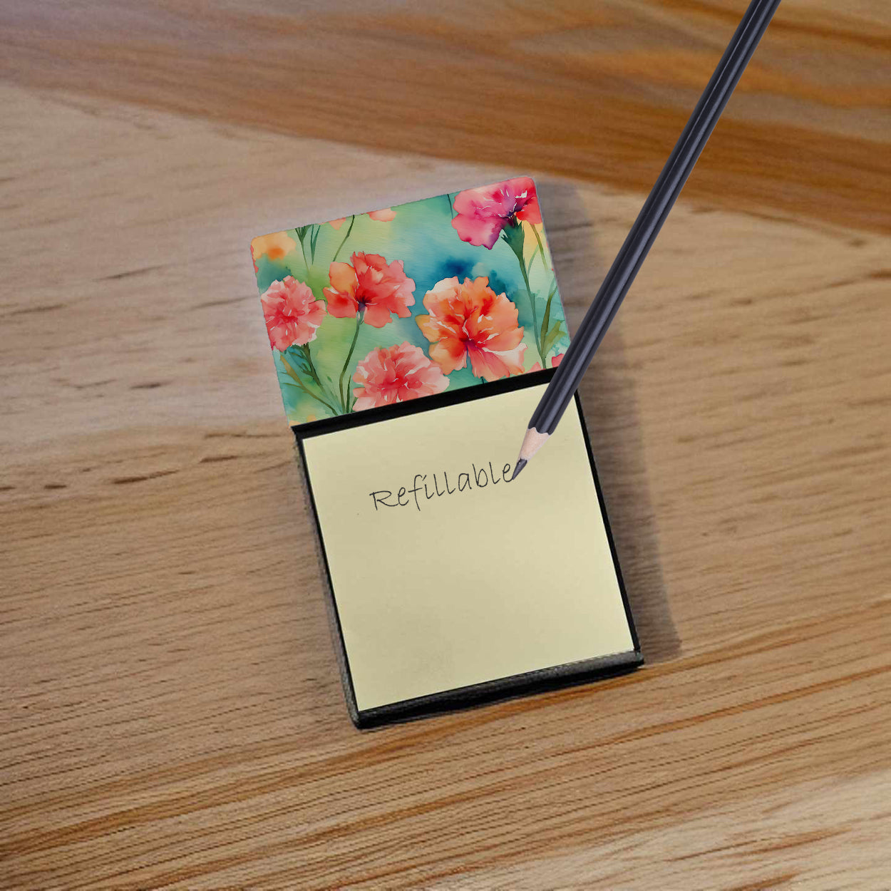 Carnations in Watercolor Sticky Note Holder