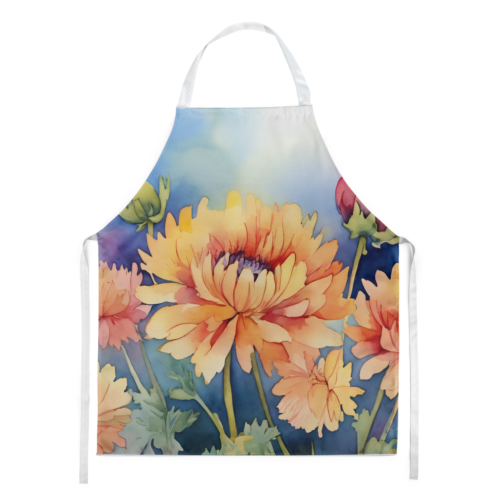 Buy this Chrysanthemums in Watercolor Apron