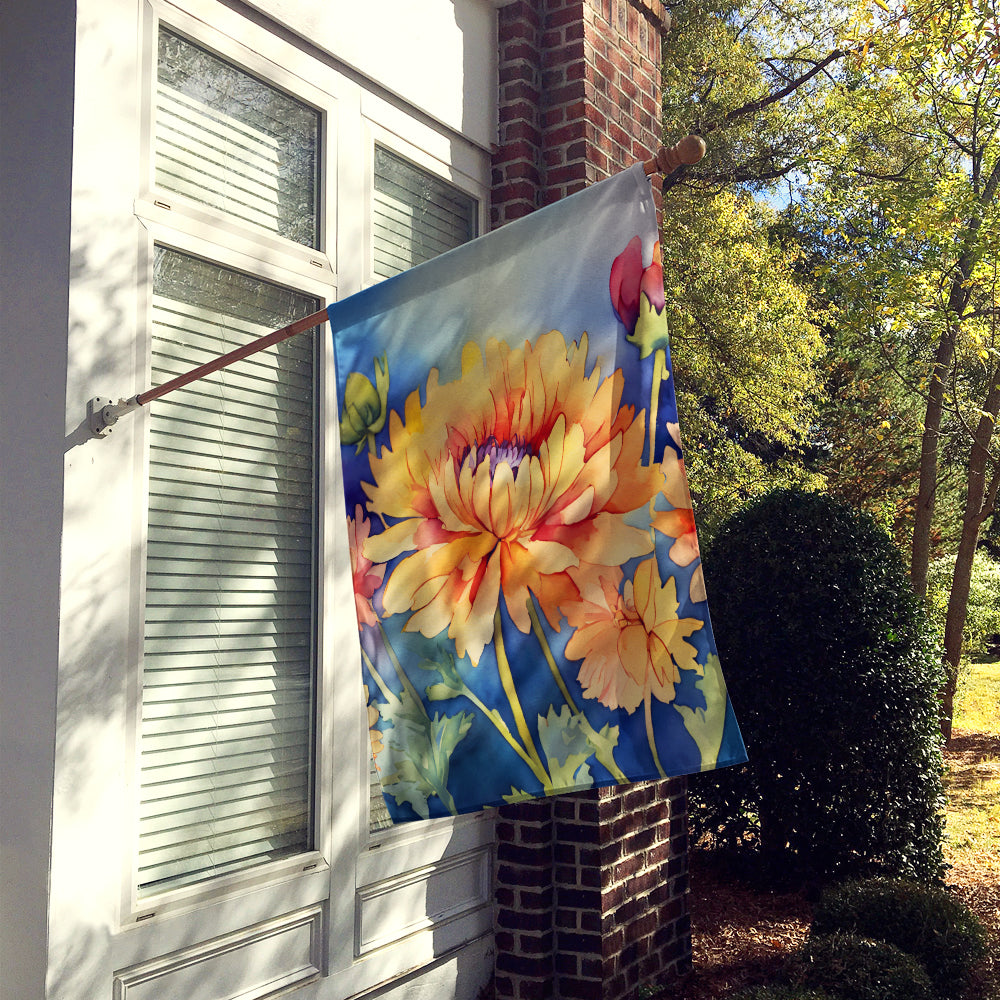 Chrysanthemums in Watercolor House Flag