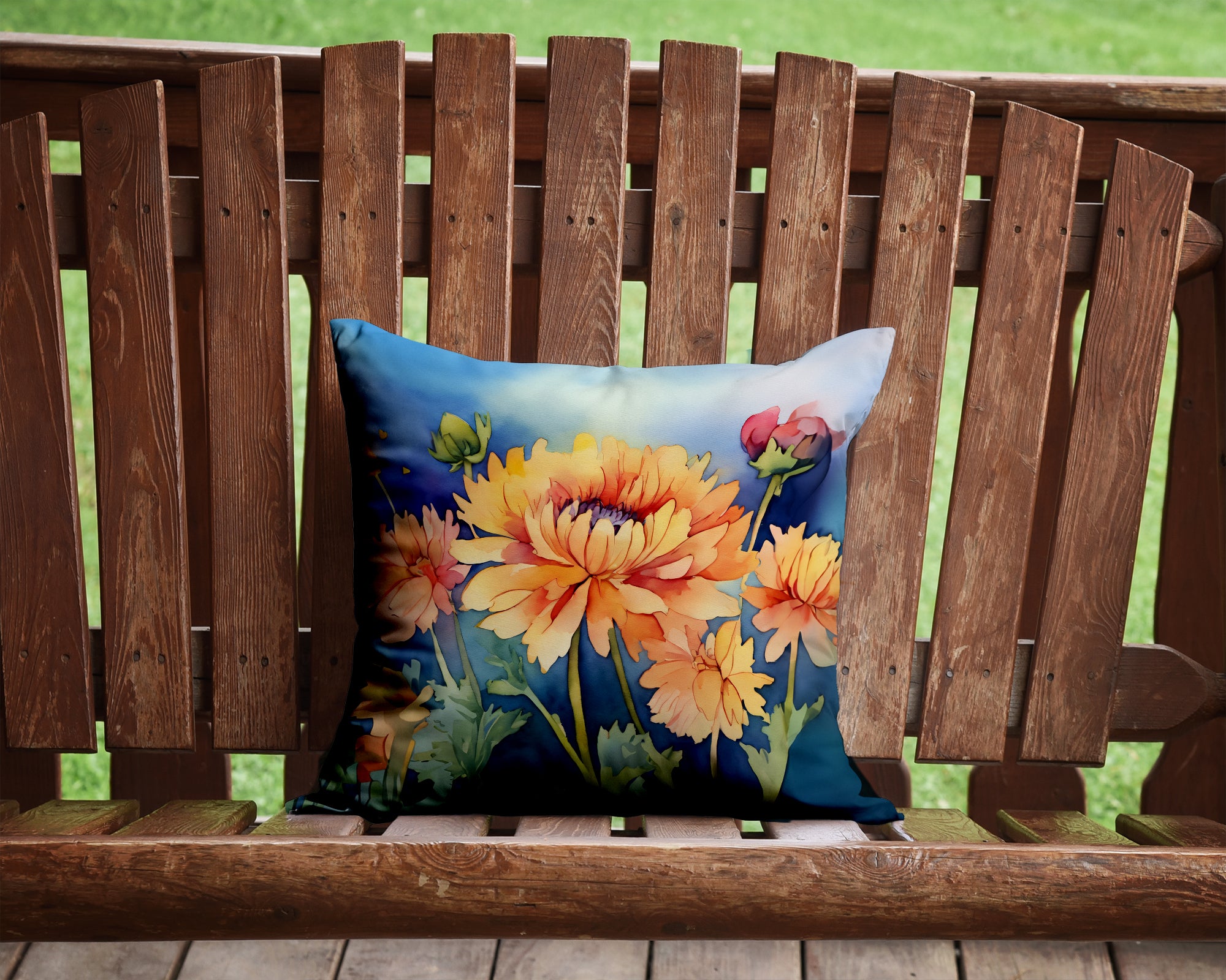 Buy this Chrysanthemums in Watercolor Throw Pillow