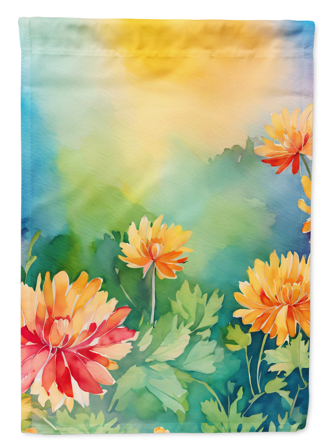 Buy this Chrysanthemums in Watercolor House Flag