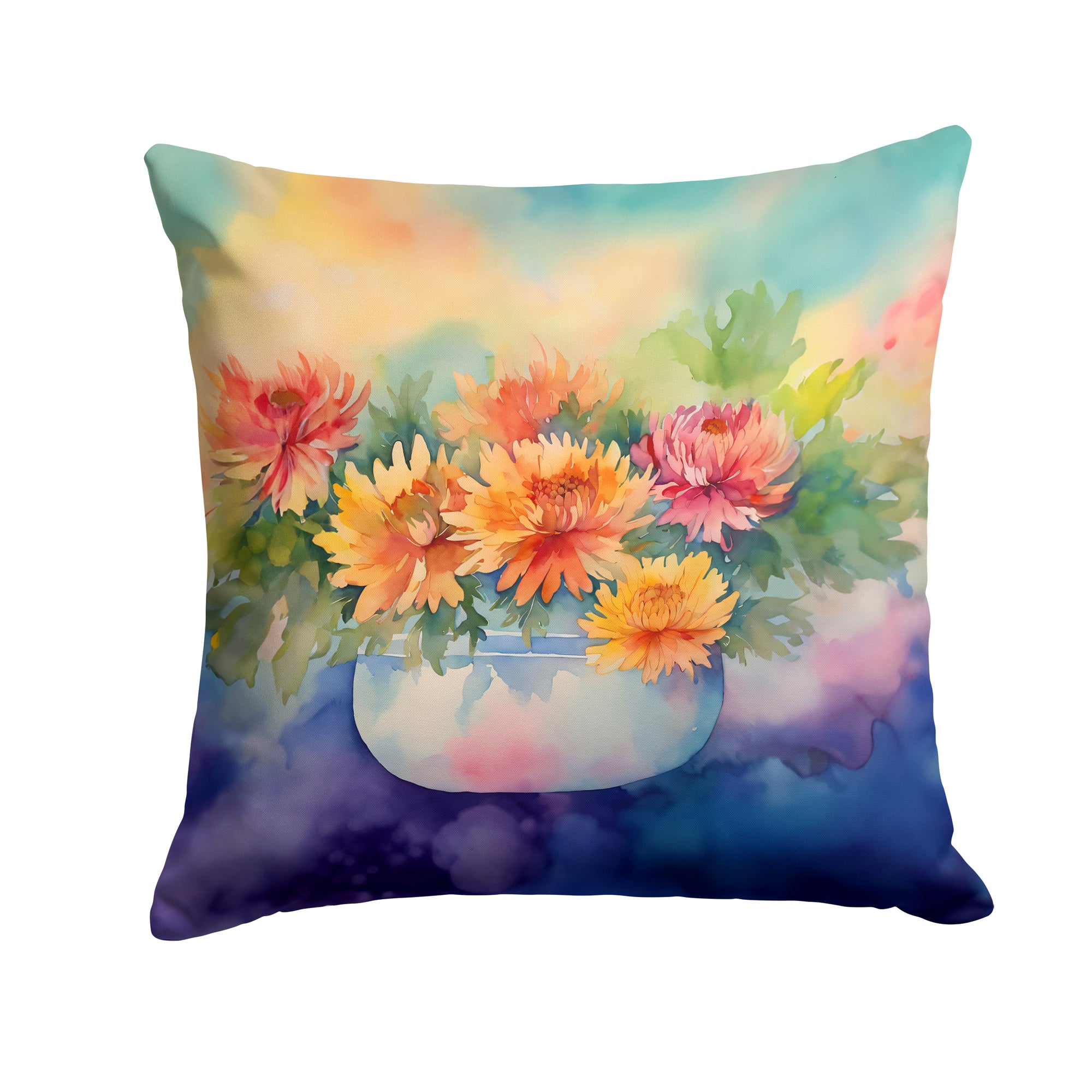 Buy this Chrysanthemums in Watercolor Throw Pillow