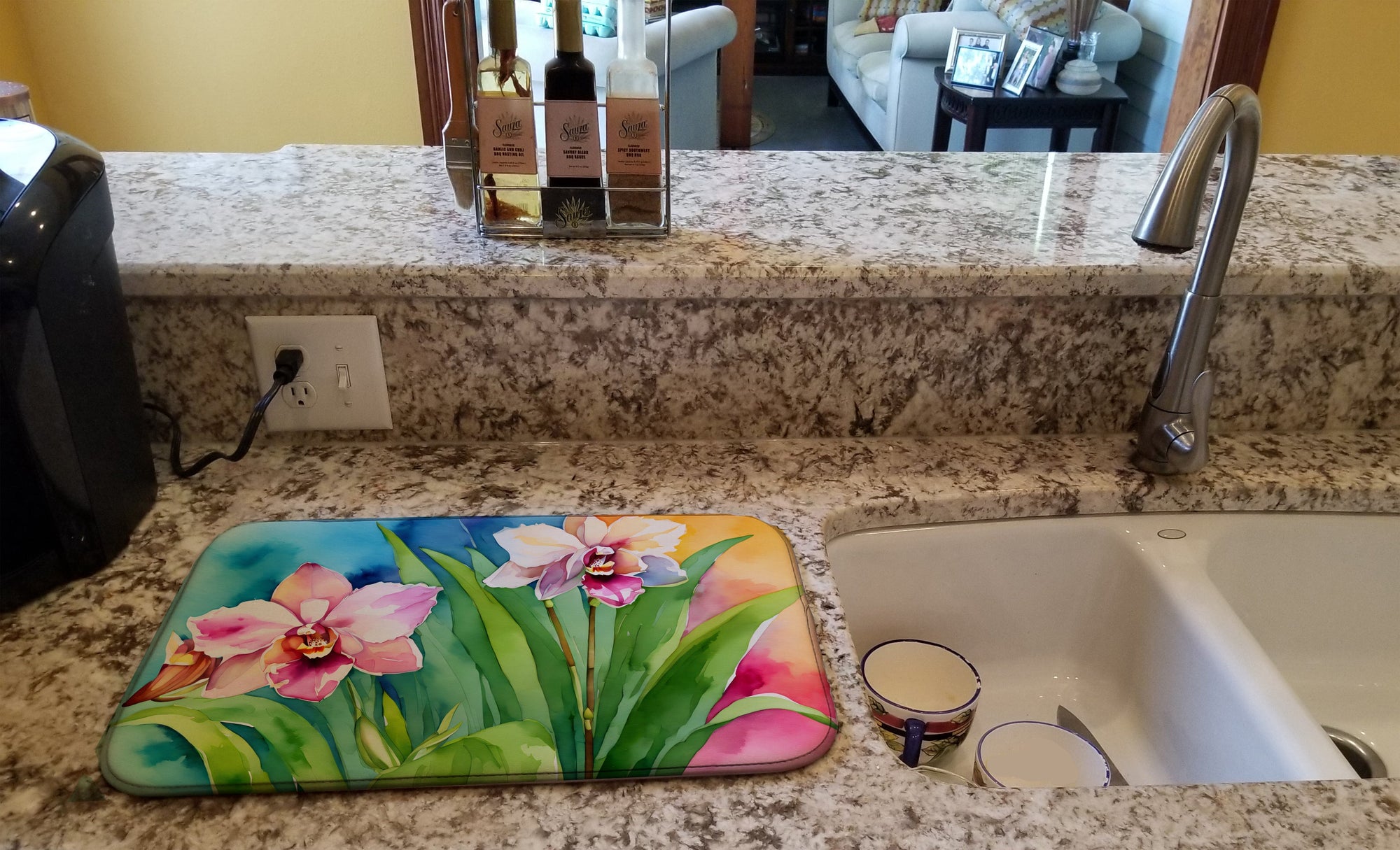 Caroline's Treasures Orchids in Watercolor Dish Drying Mat