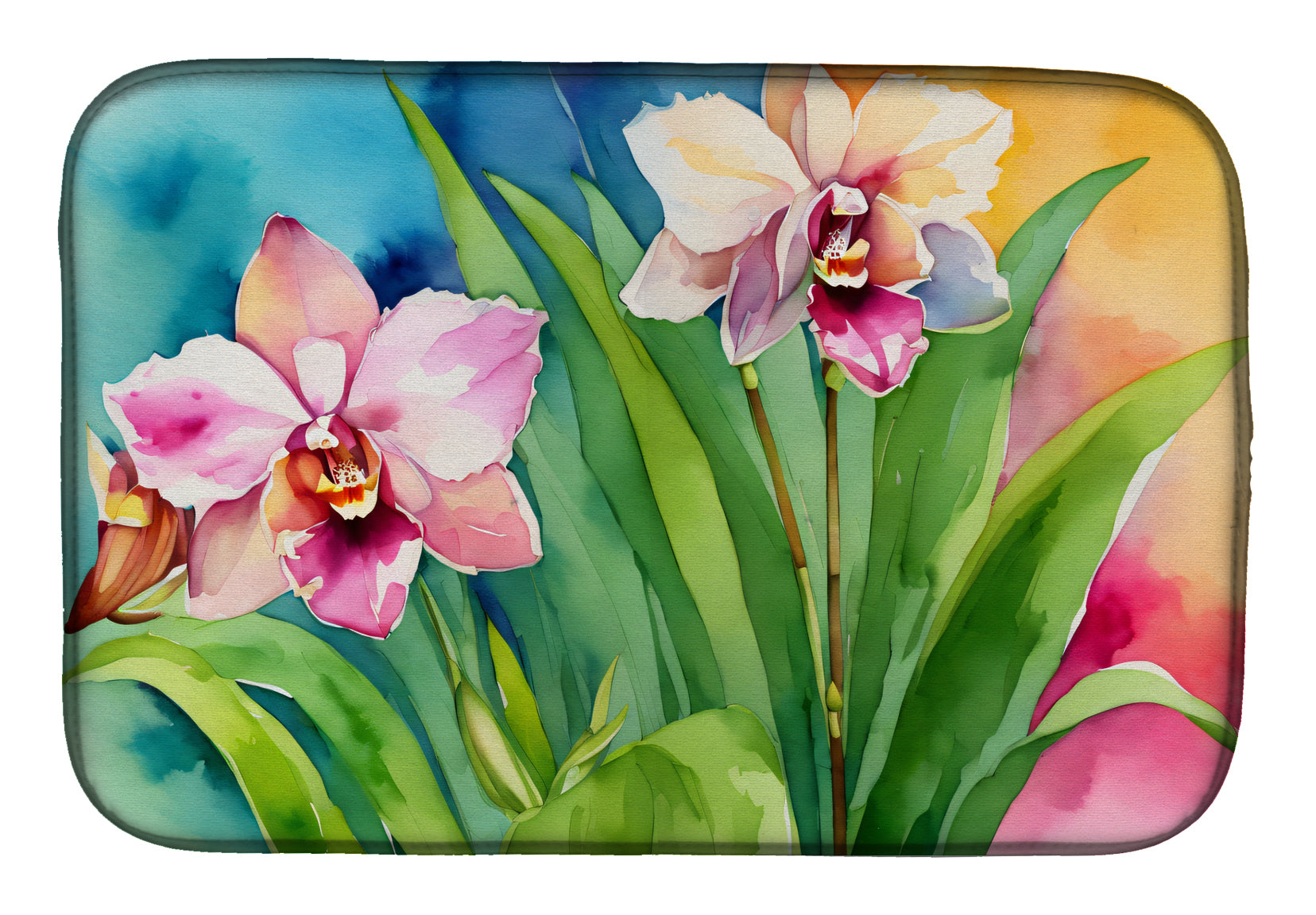 Caroline's Treasures Orchids in Watercolor Dish Drying Mat