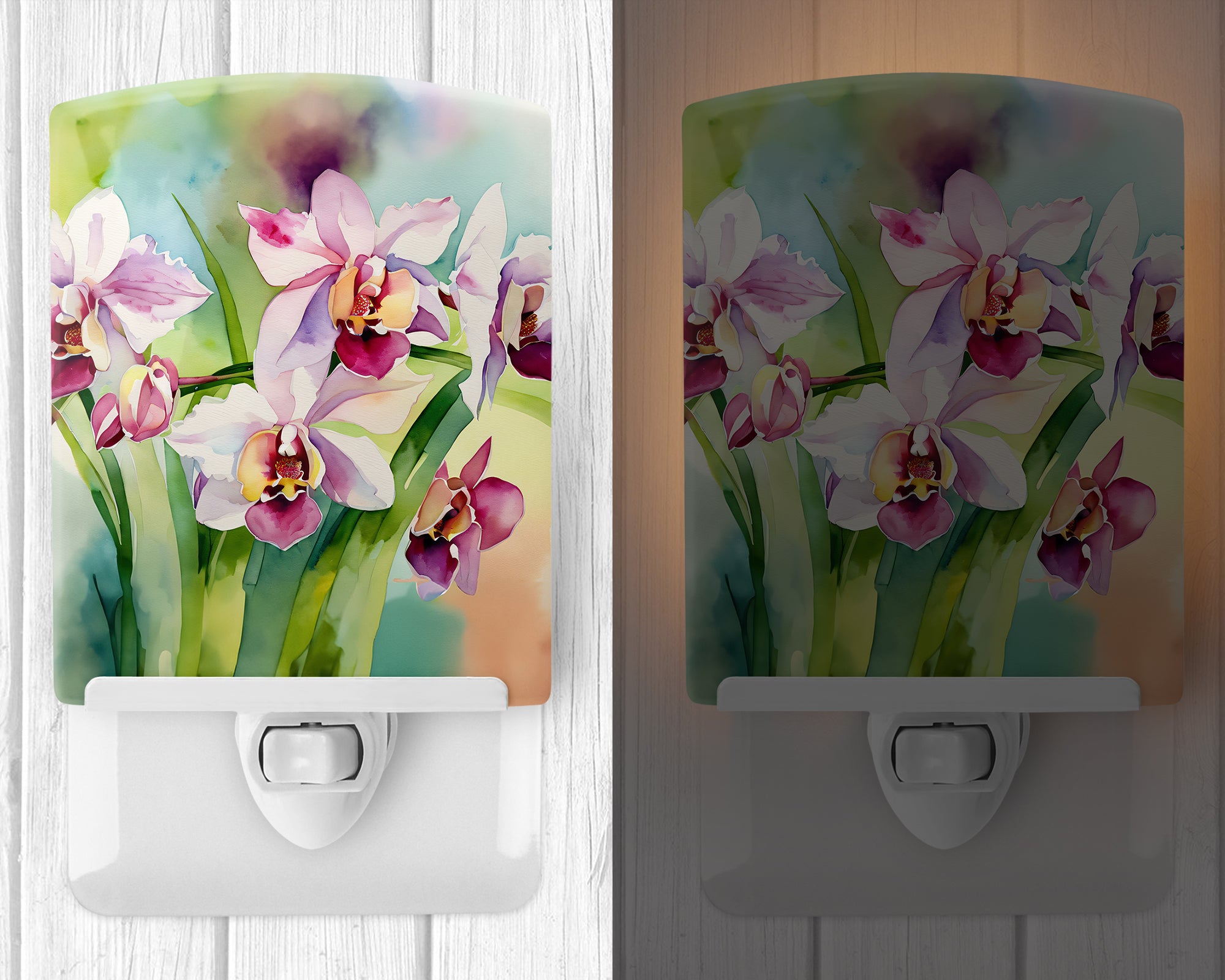 Buy this Orchids in Watercolor Ceramic Night Light