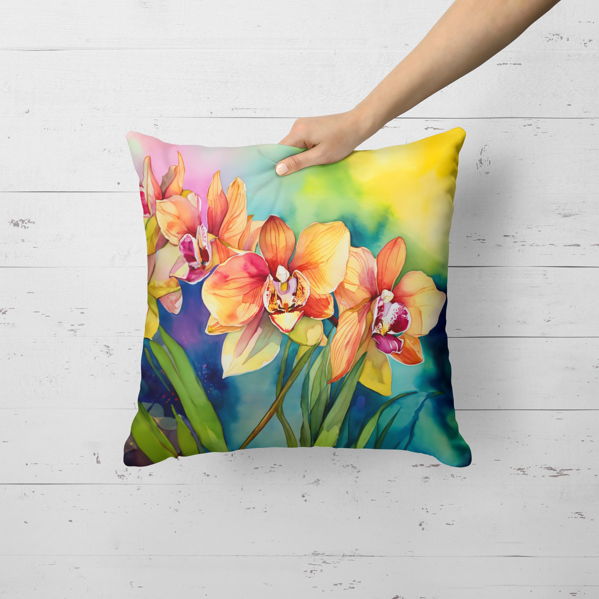 Buy this Orchids in Watercolor Throw Pillow