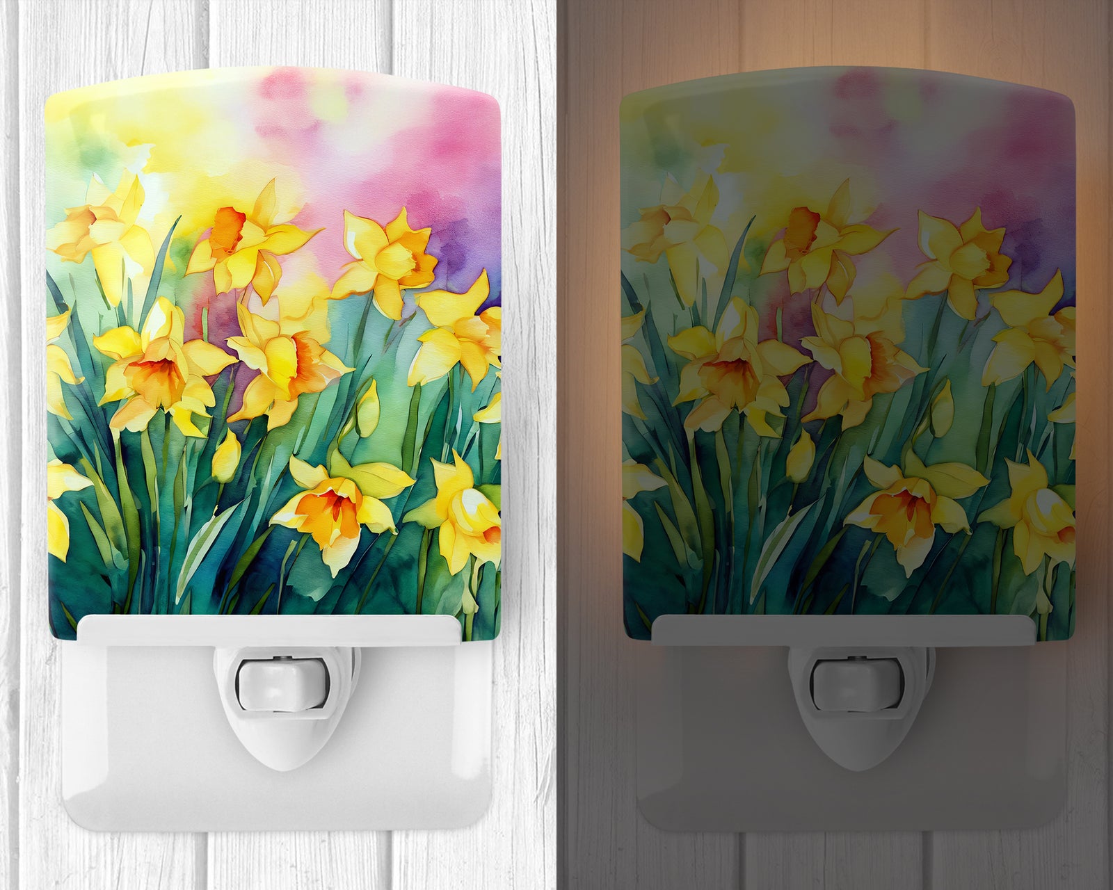 Caroline's Treasures Daffodils in Watercolor Ceramic Night Light