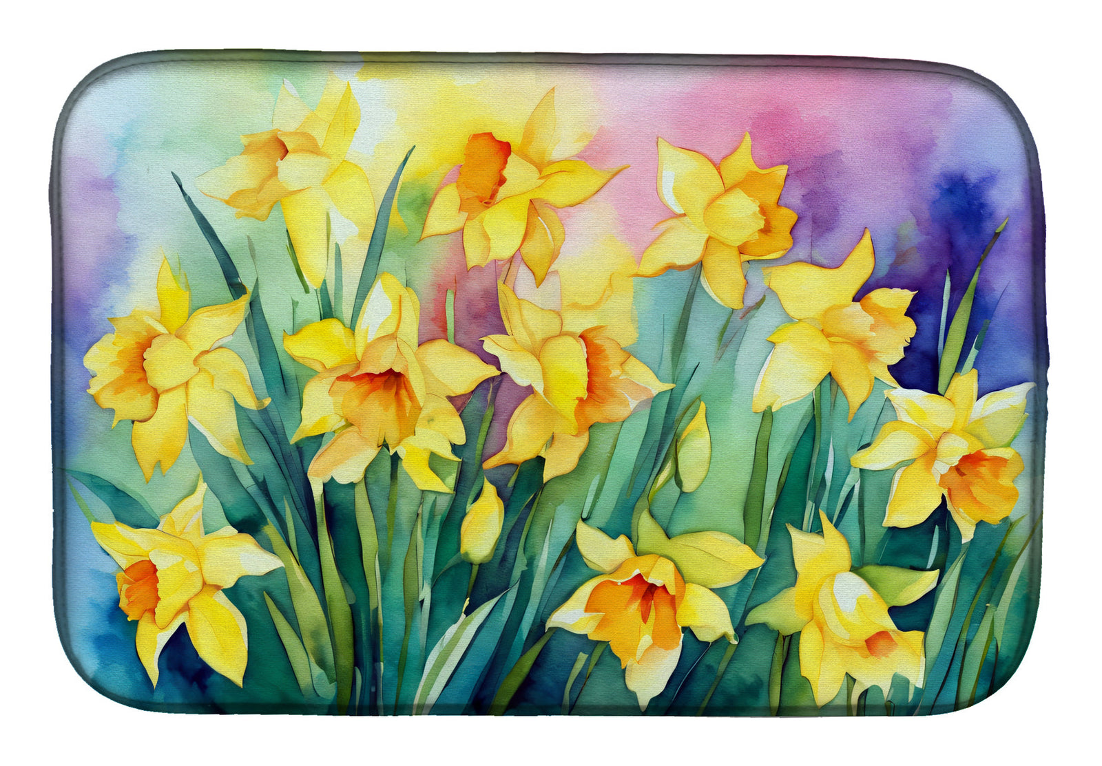 Caroline's Treasures Daffodils in Watercolor Dish Drying Mat