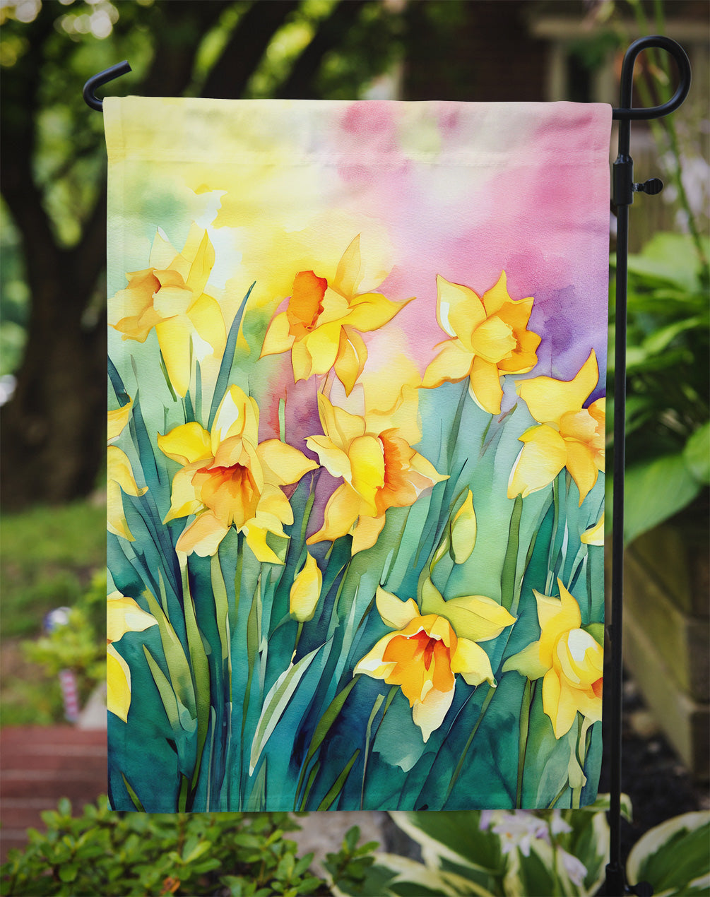 Daffodils in Watercolor Garden Flag