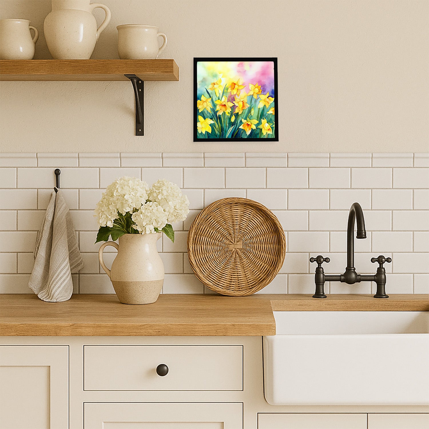 Caroline's Treasures Daffodils in Watercolor Framed Metal Print