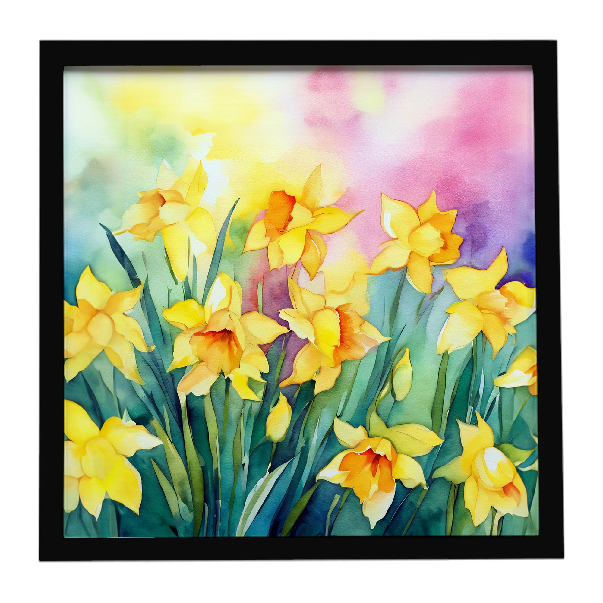 Caroline's Treasures Daffodils in Watercolor Framed Metal Print