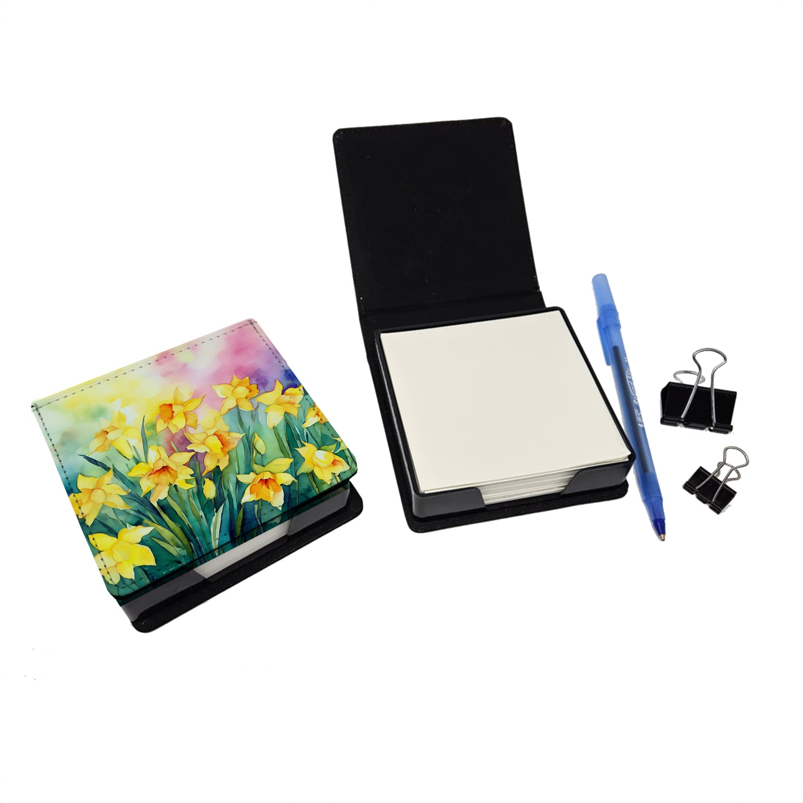 Caroline's Treasures Daffodils in Watercolor PU Leather Note Paper Holder