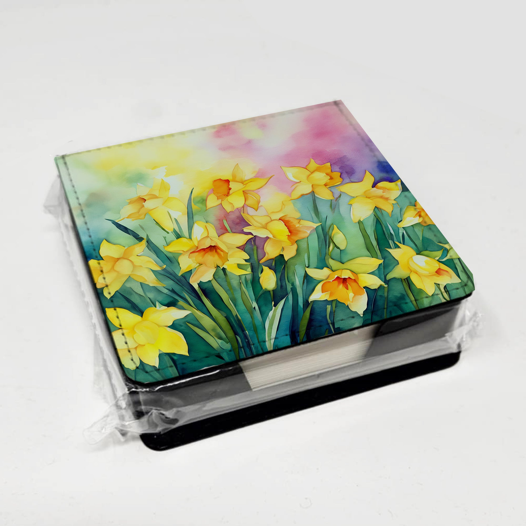 Caroline's Treasures Daffodils in Watercolor PU Leather Note Paper Holder