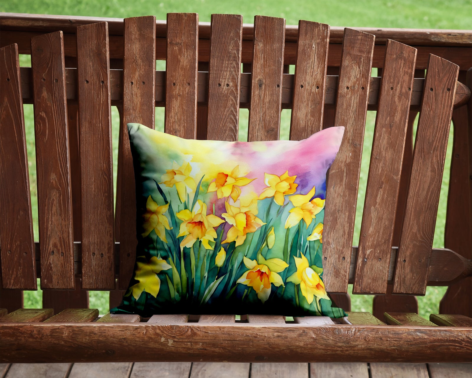 Caroline's Treasures Daffodils in Watercolor Throw Pillow - 14x14 Decorative Pillow – Art for Your Home & Patio