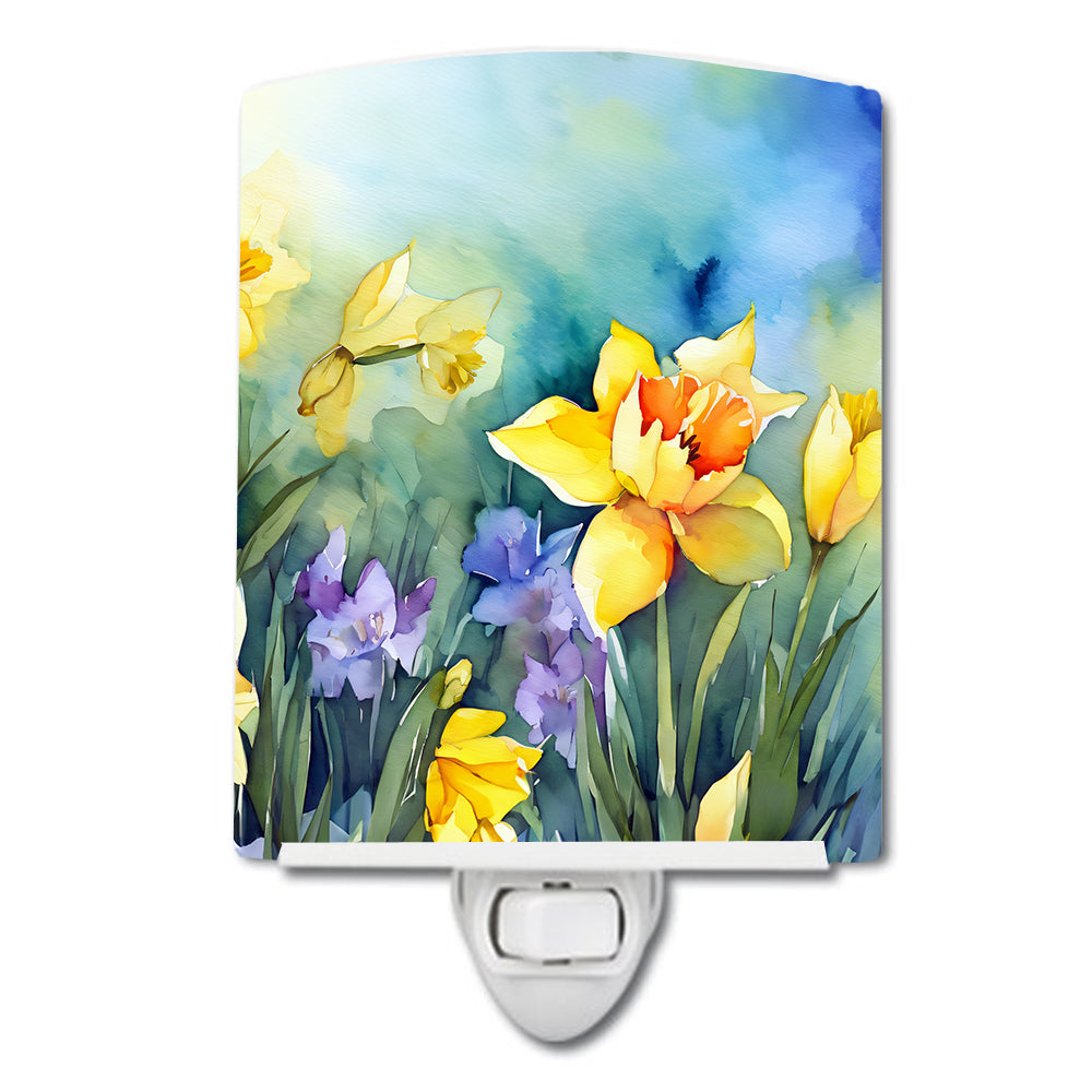 Buy this Daffodils in Watercolor Ceramic Night Light
