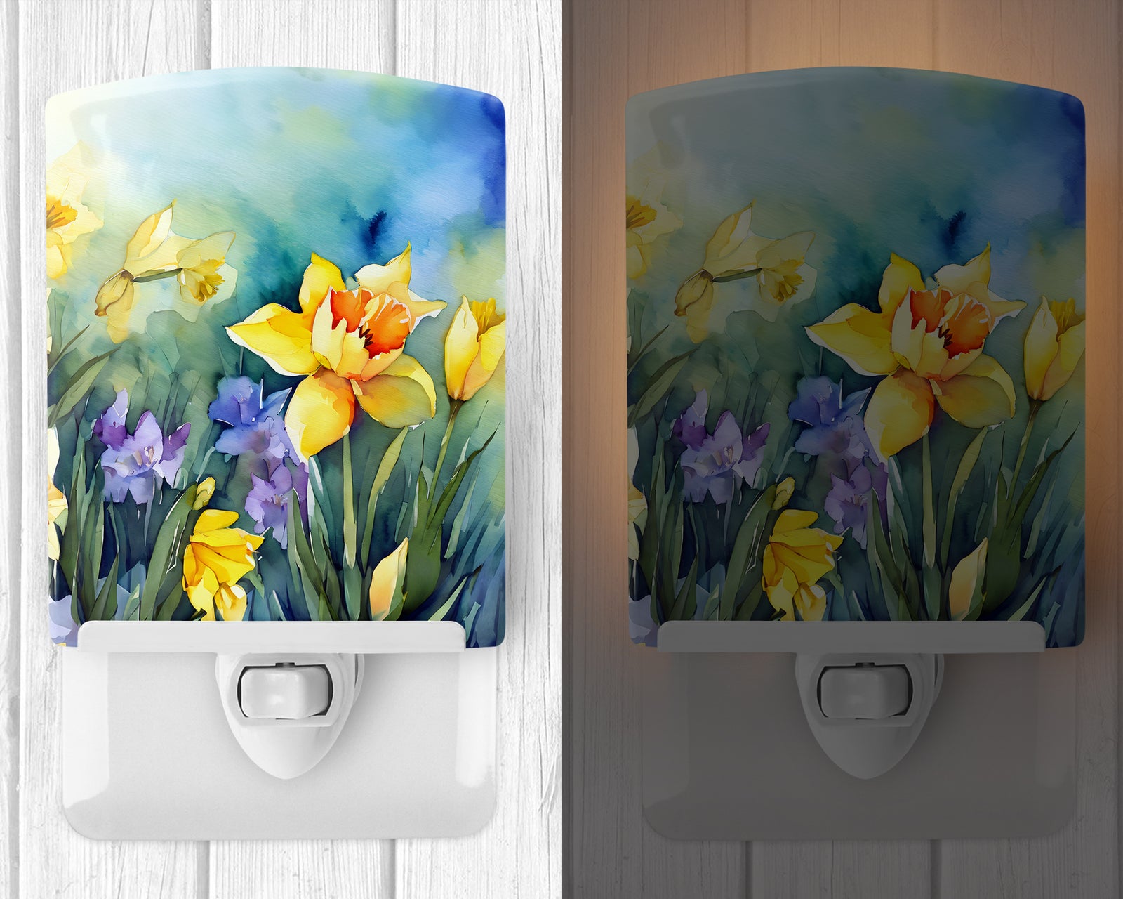 Caroline's Treasures Daffodils in Watercolor Ceramic Night Light