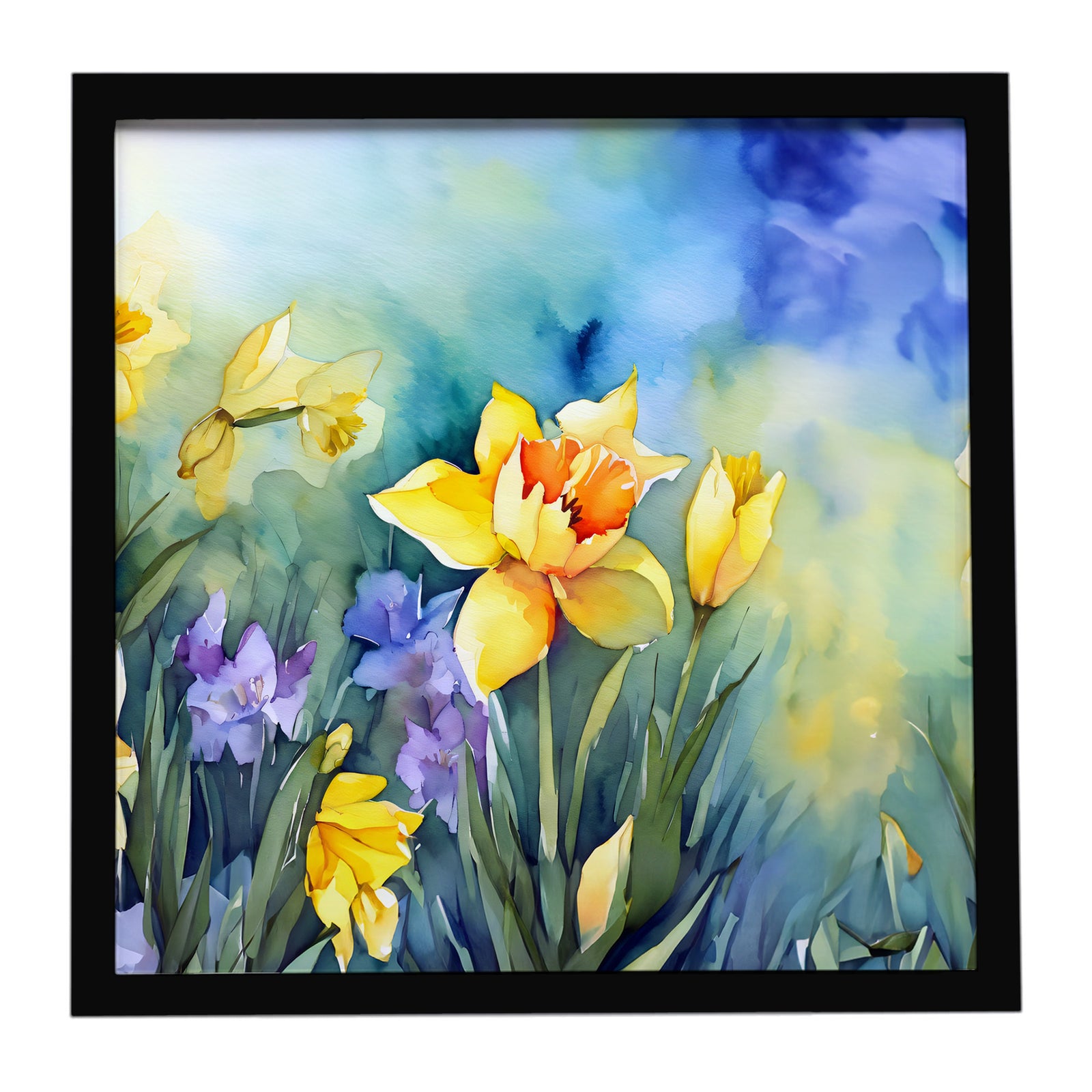 Caroline's Treasures Daffodils in Watercolor Framed Metal Print