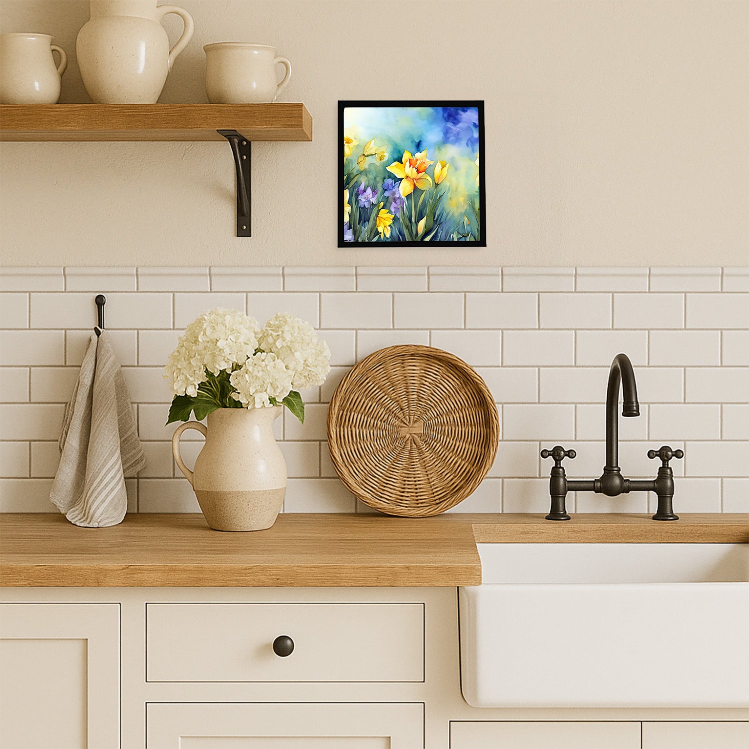 Caroline's Treasures Daffodils in Watercolor Framed Metal Print