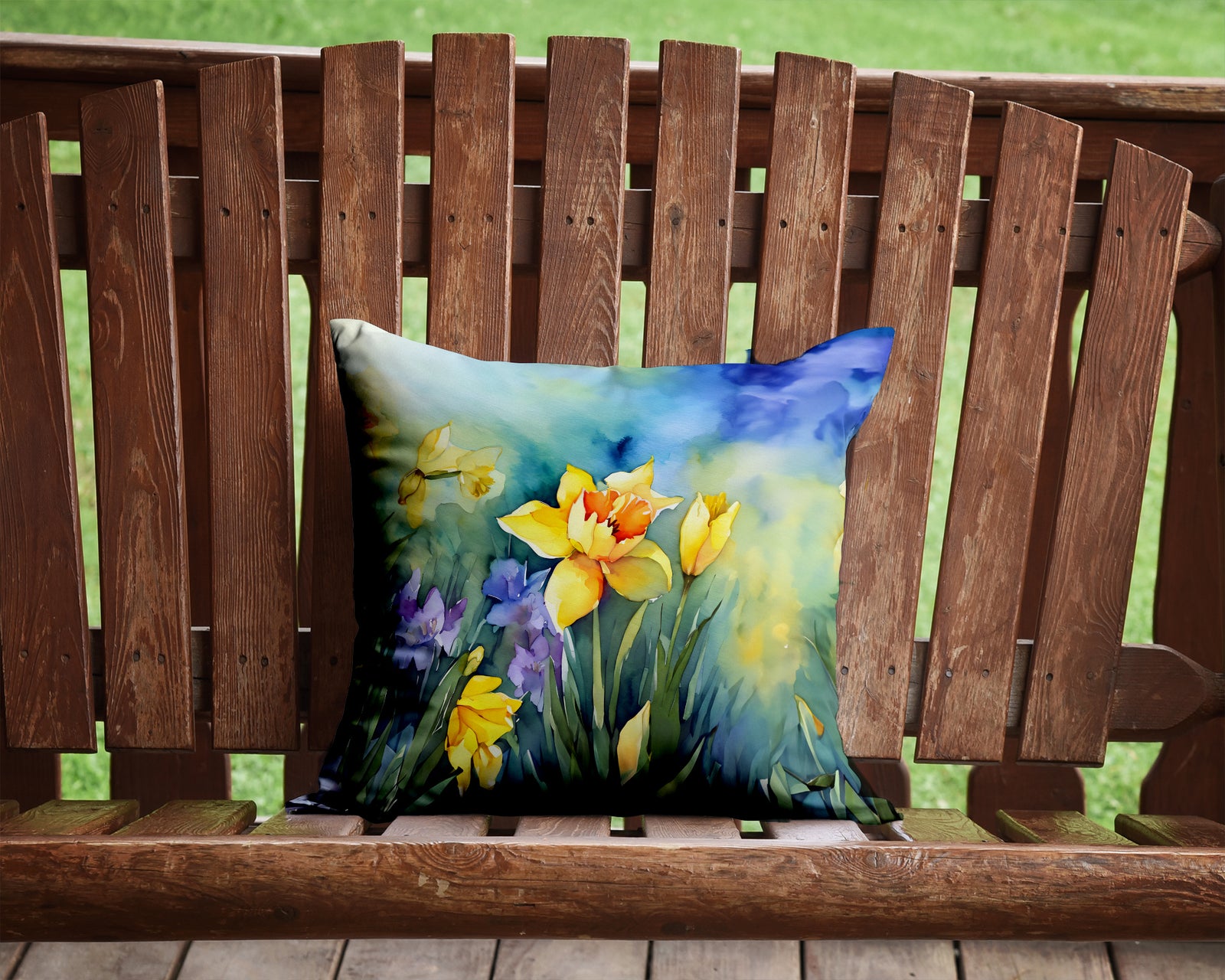 Caroline's Treasures Daffodils in Watercolor Throw Pillow - 14x14 Decorative Pillow – Art for Your Home & Patio