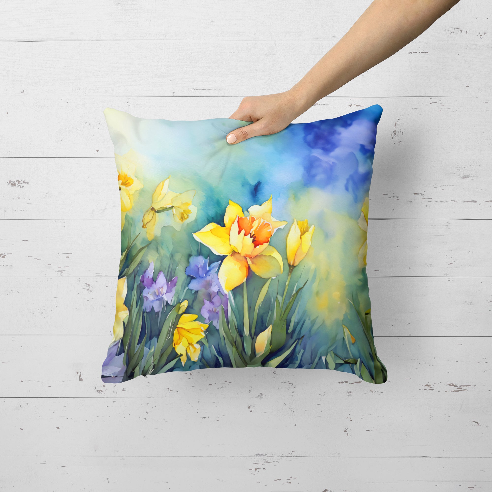 Buy this Daffodils in Watercolor Throw Pillow
