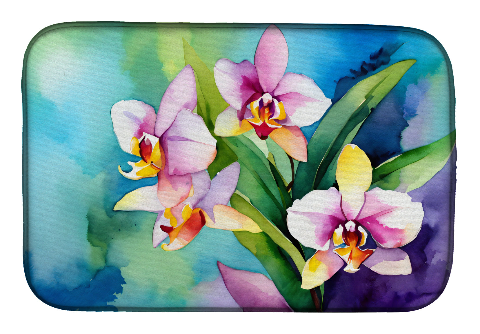 Caroline's Treasures Orchids in Watercolor Dish Drying Mat