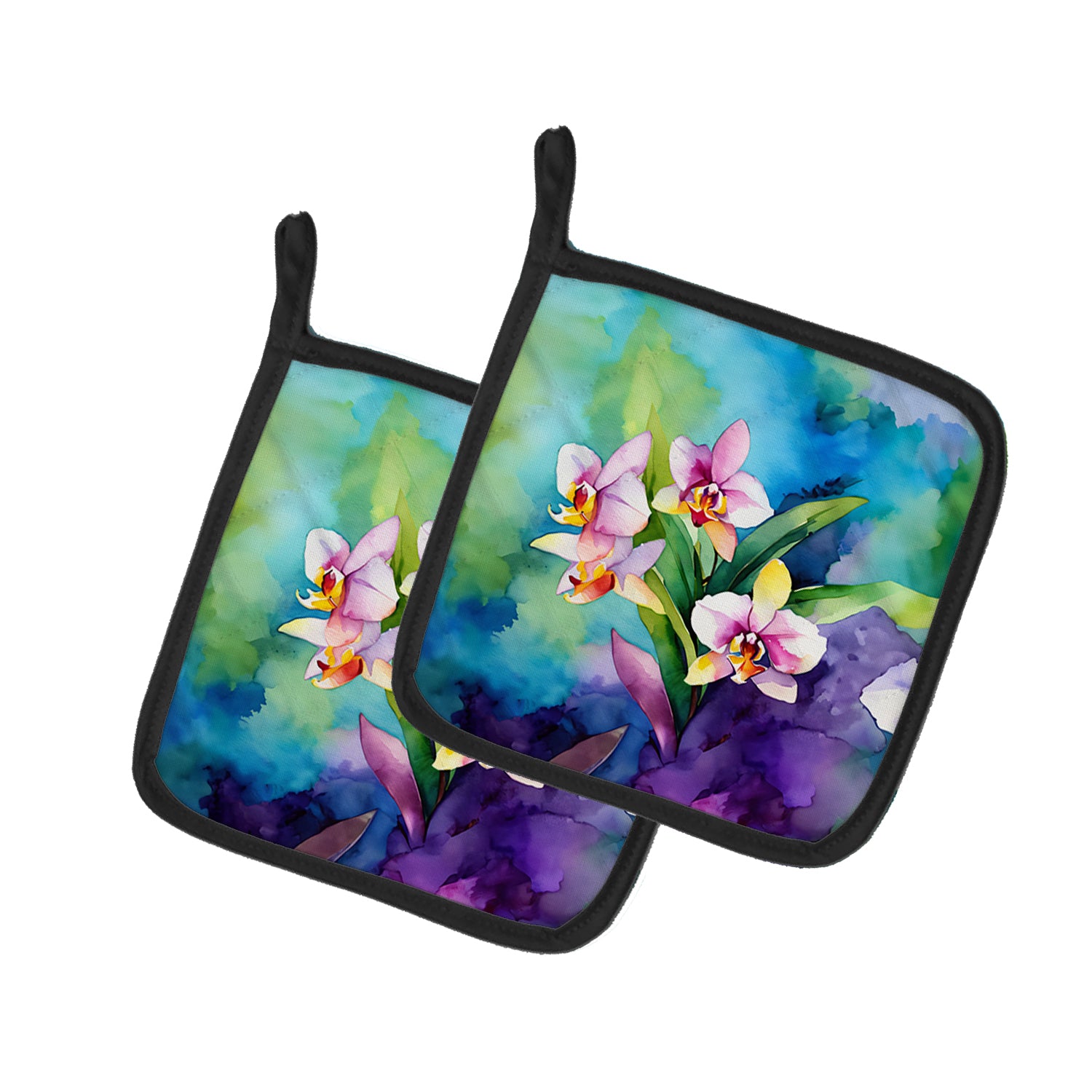 Buy this Orchids in Watercolor Pair of Pot Holders