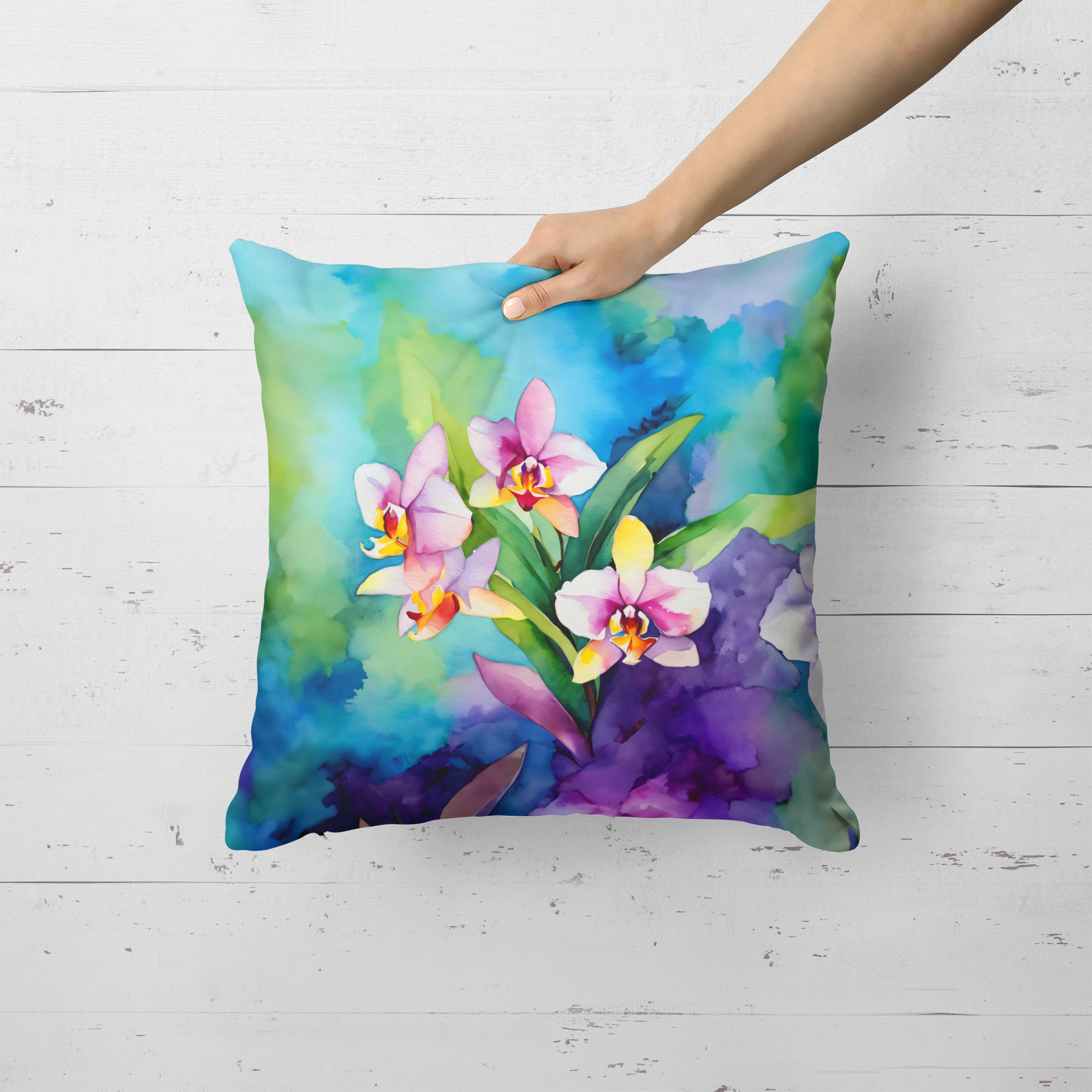 Buy this Orchids in Watercolor Throw Pillow