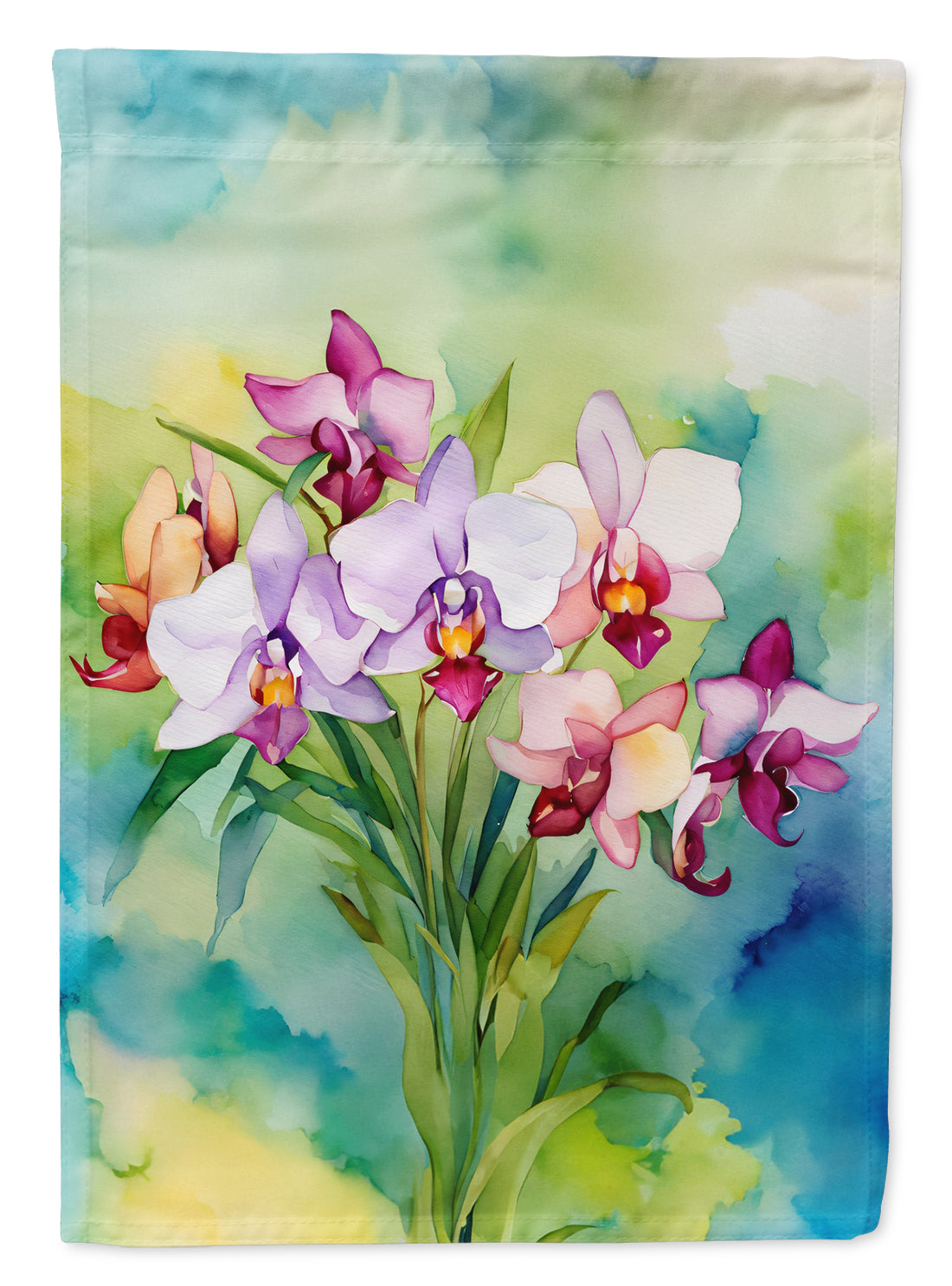 Buy this Orchids in Watercolor House Flag