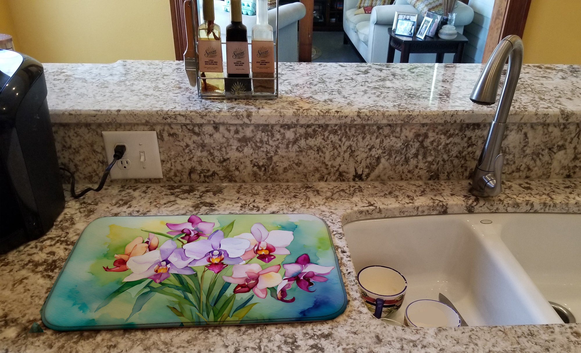 Caroline's Treasures Orchids in Watercolor Dish Drying Mat