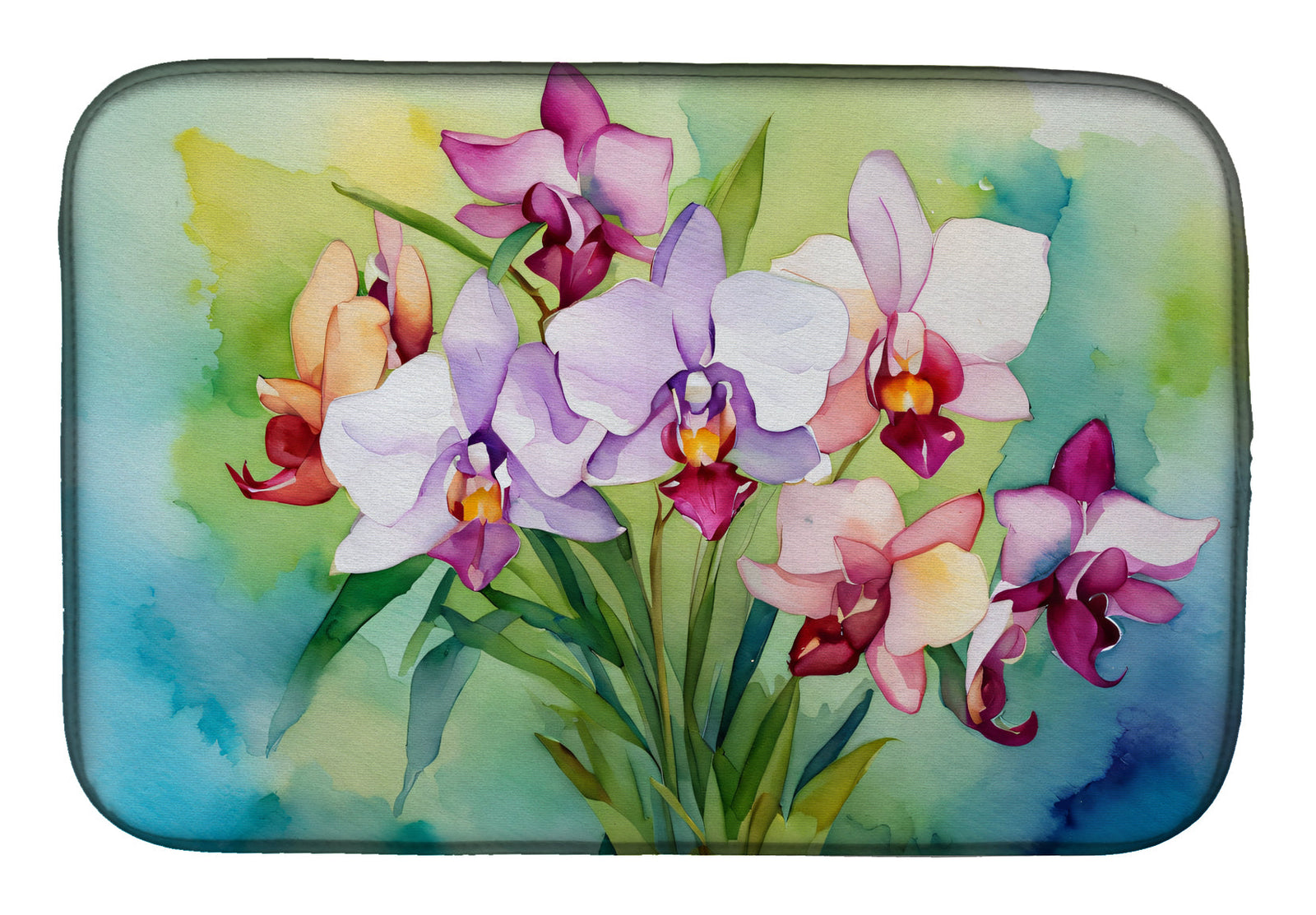 Caroline's Treasures Orchids in Watercolor Dish Drying Mat