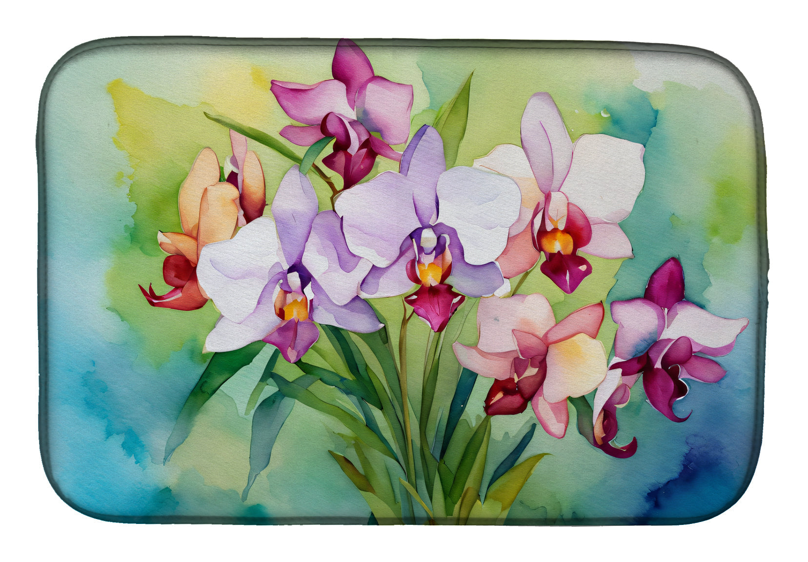 Caroline's Treasures Orchids in Watercolor Dish Drying Mat