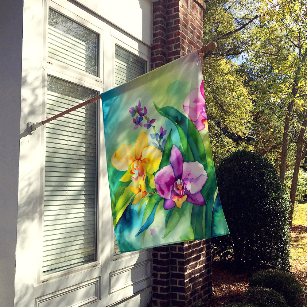 Buy this Orchids in Watercolor House Flag