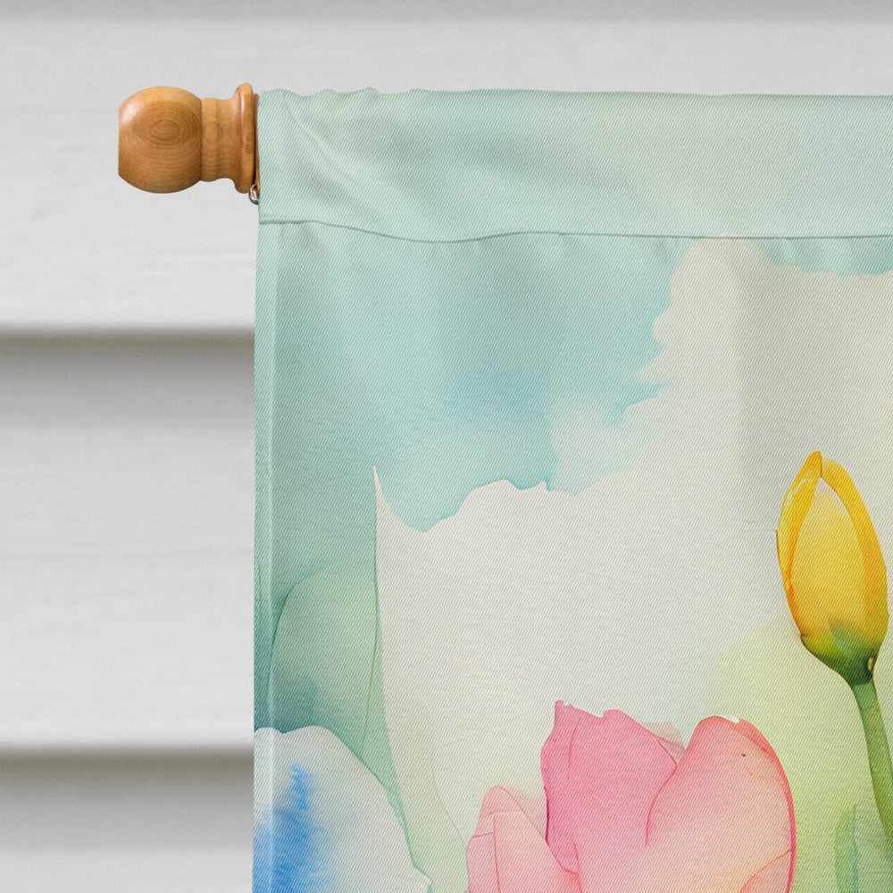 Freesias in Watercolor House Flag