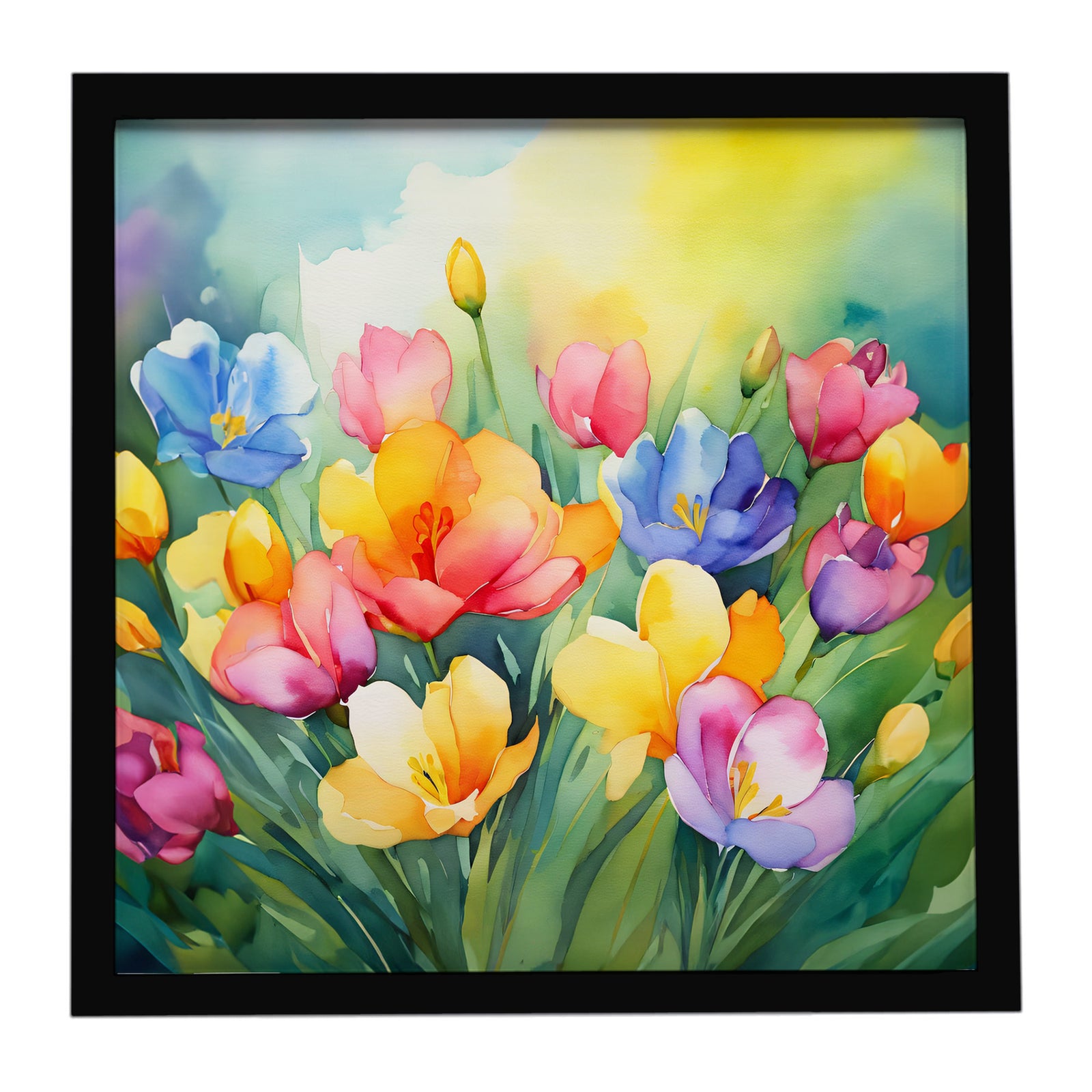 Caroline's Treasures Freesias in Watercolor Framed Metal Print