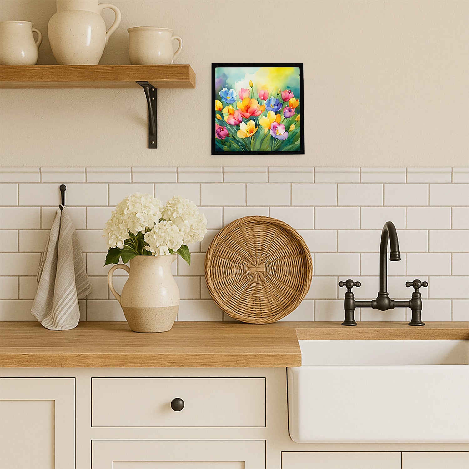 Caroline's Treasures Freesias in Watercolor Framed Metal Print