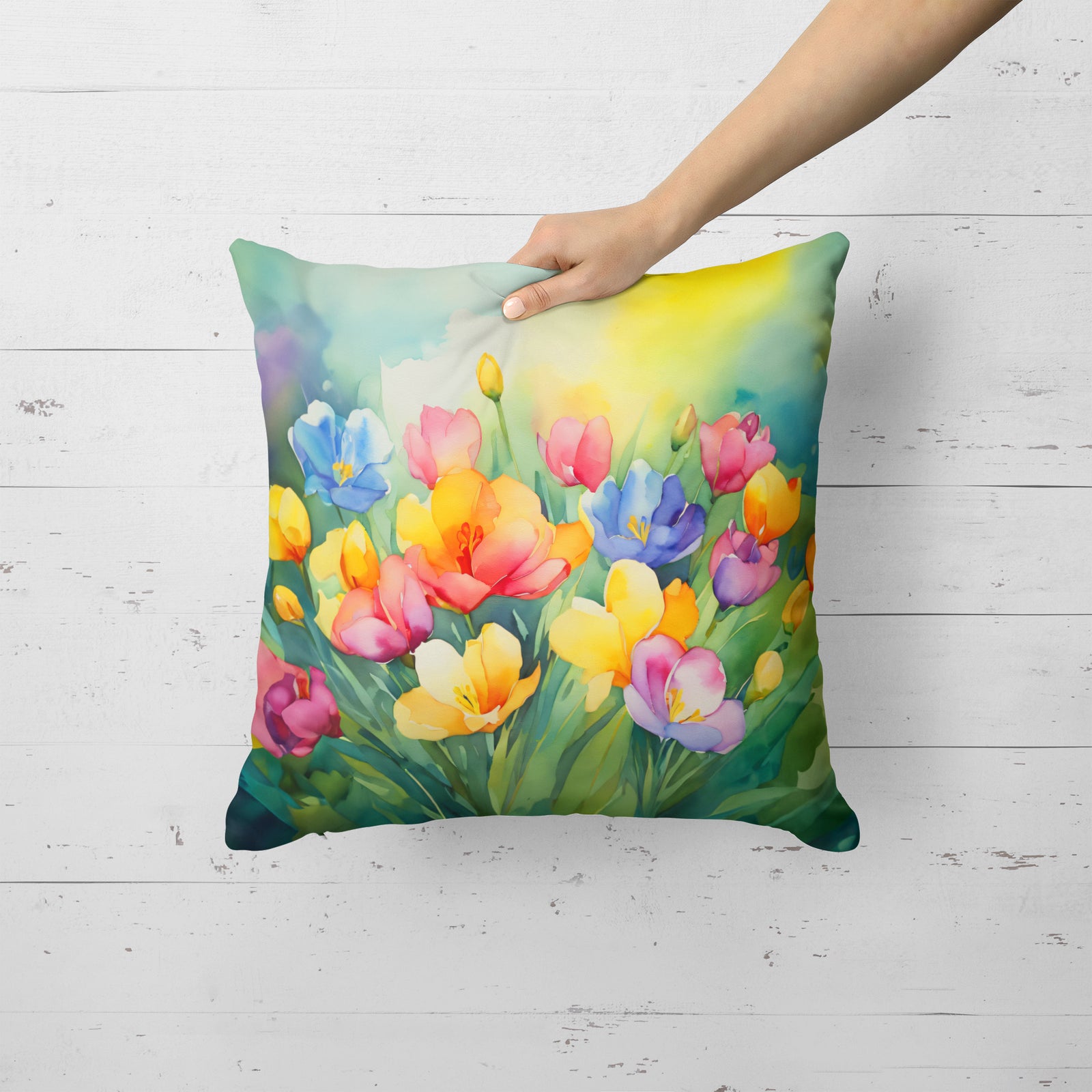 Caroline's Treasures Freesias in Watercolor Throw Pillow