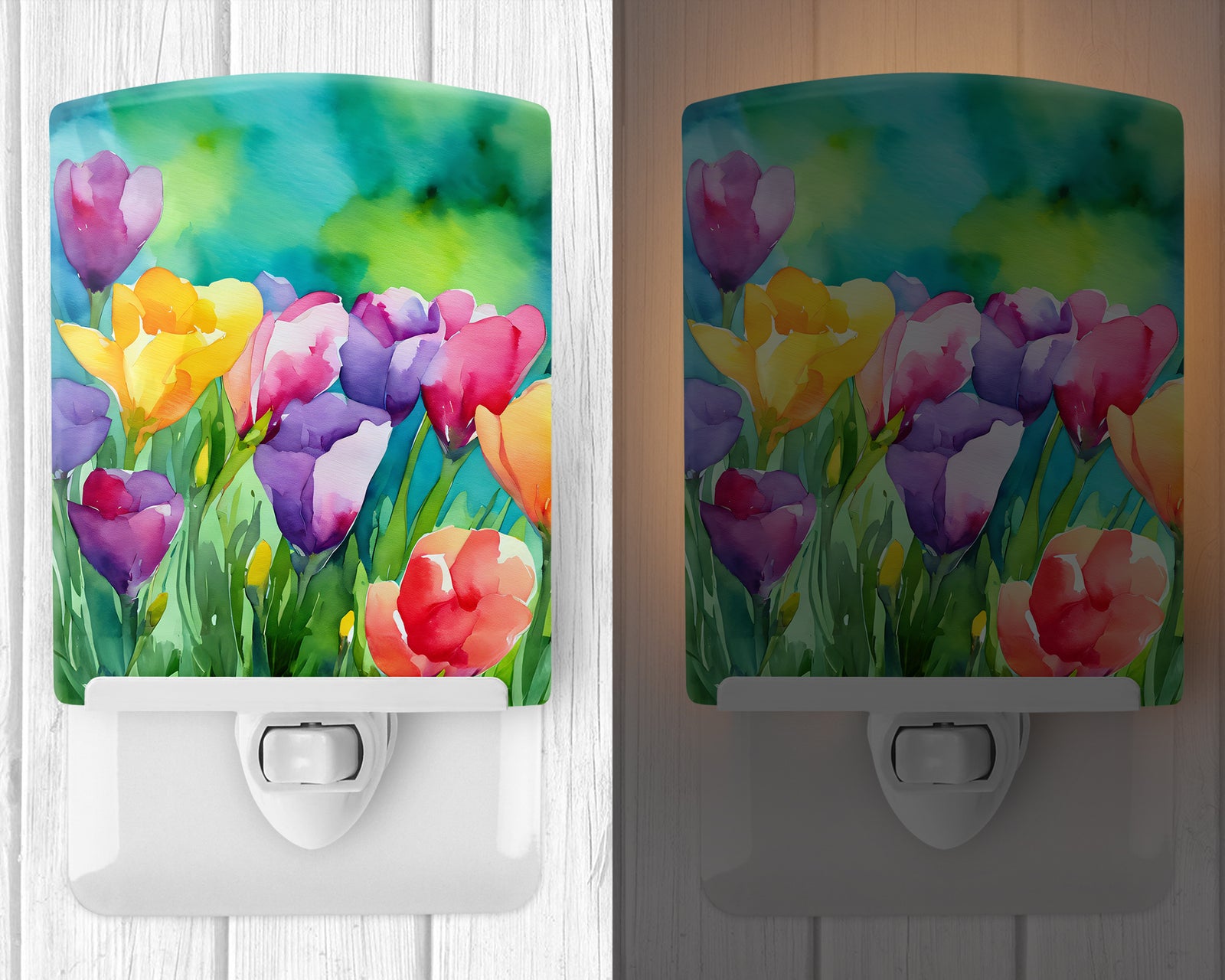 Caroline's Treasures Freesias in Watercolor Ceramic Night Light