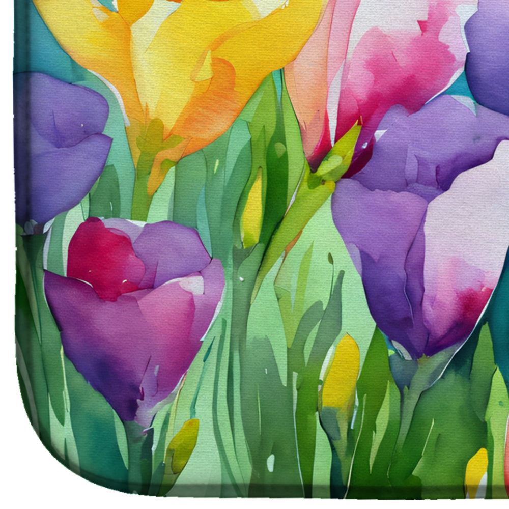 Caroline's Treasures Freesias in Watercolor Dish Drying Mat