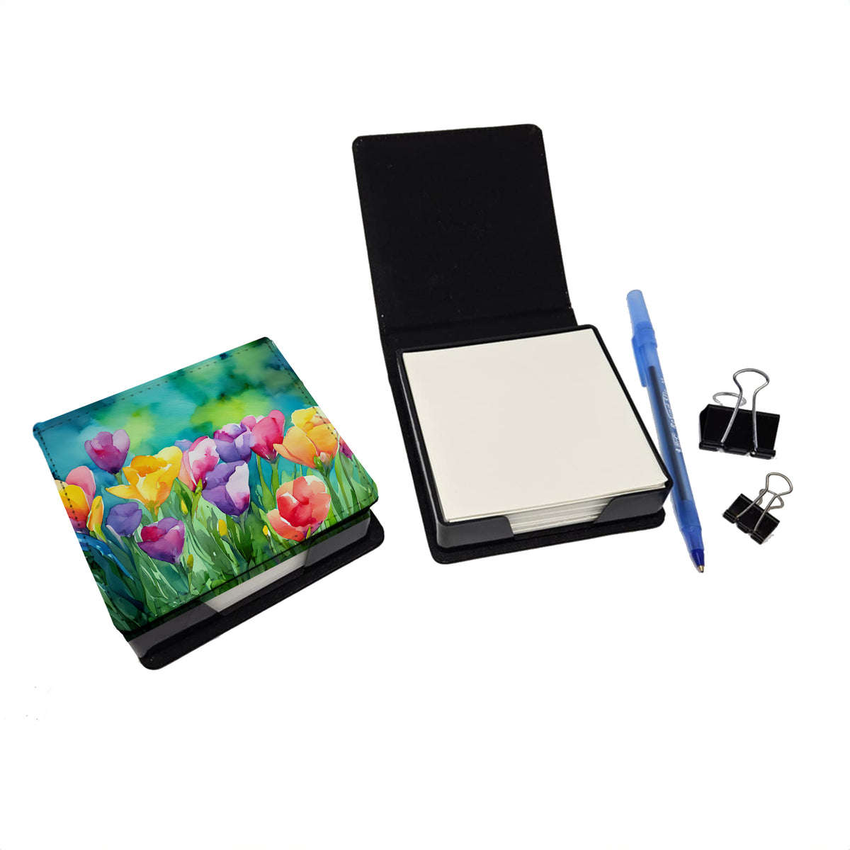 Caroline's Treasures Freesias in Watercolor PU Leather Note Paper Holder
